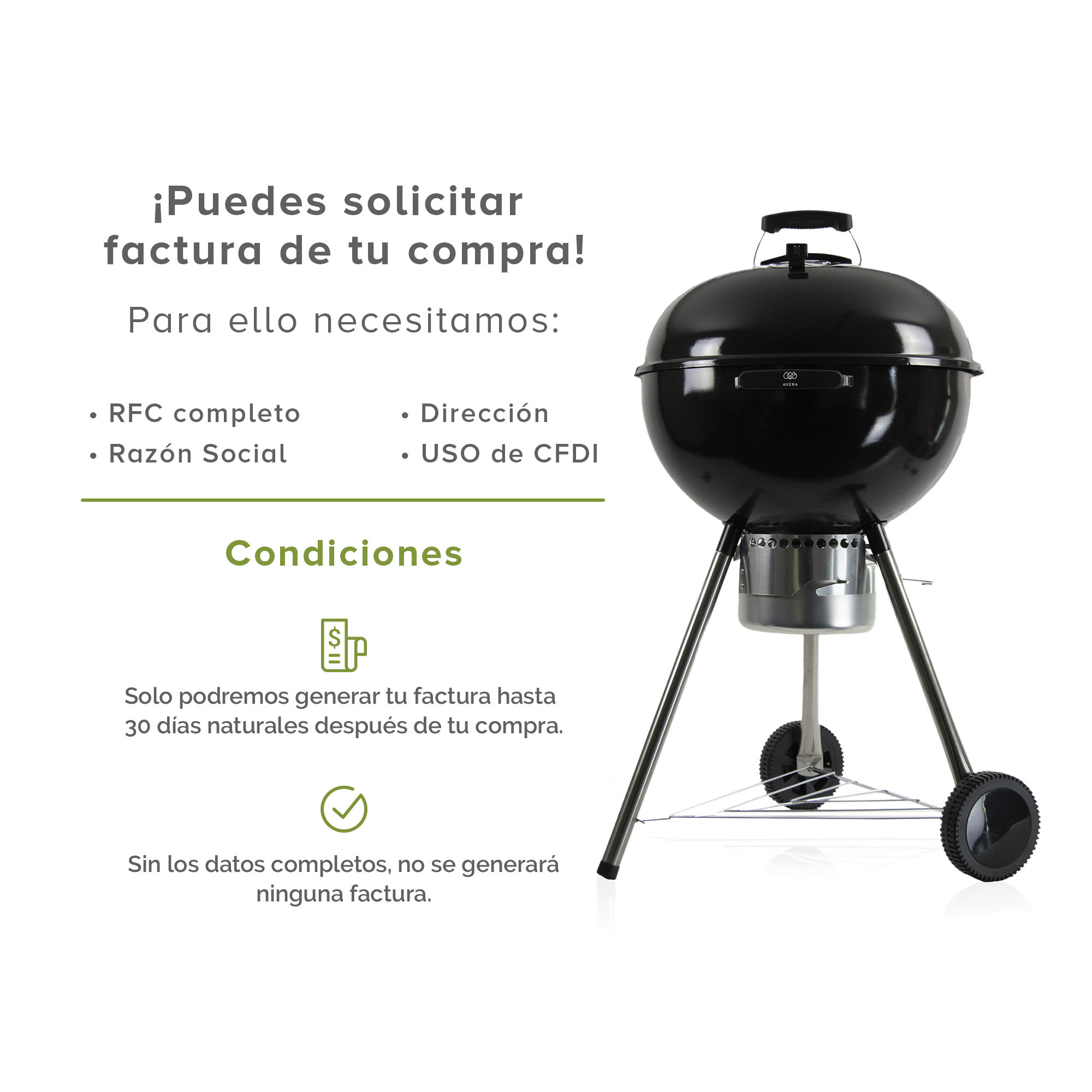 Avera Asador De Carne De Carbón 22 Inch Acero Premium Color Negro