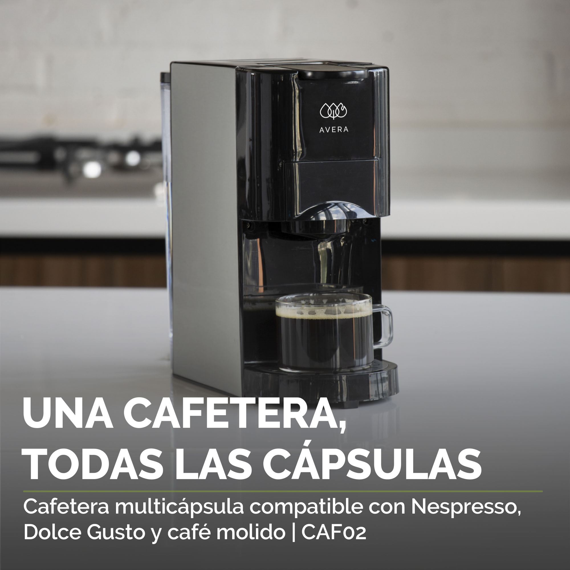 AVERA Cafetera MultiCapsulas 3 en 1 Compatible con Nespresso, Dolce Gusto y  Cafe Molido, (Una Cafetera todo en uno) Prepara tu Expresso y Latte, en la  Oficina o en tu hogar, 1450W