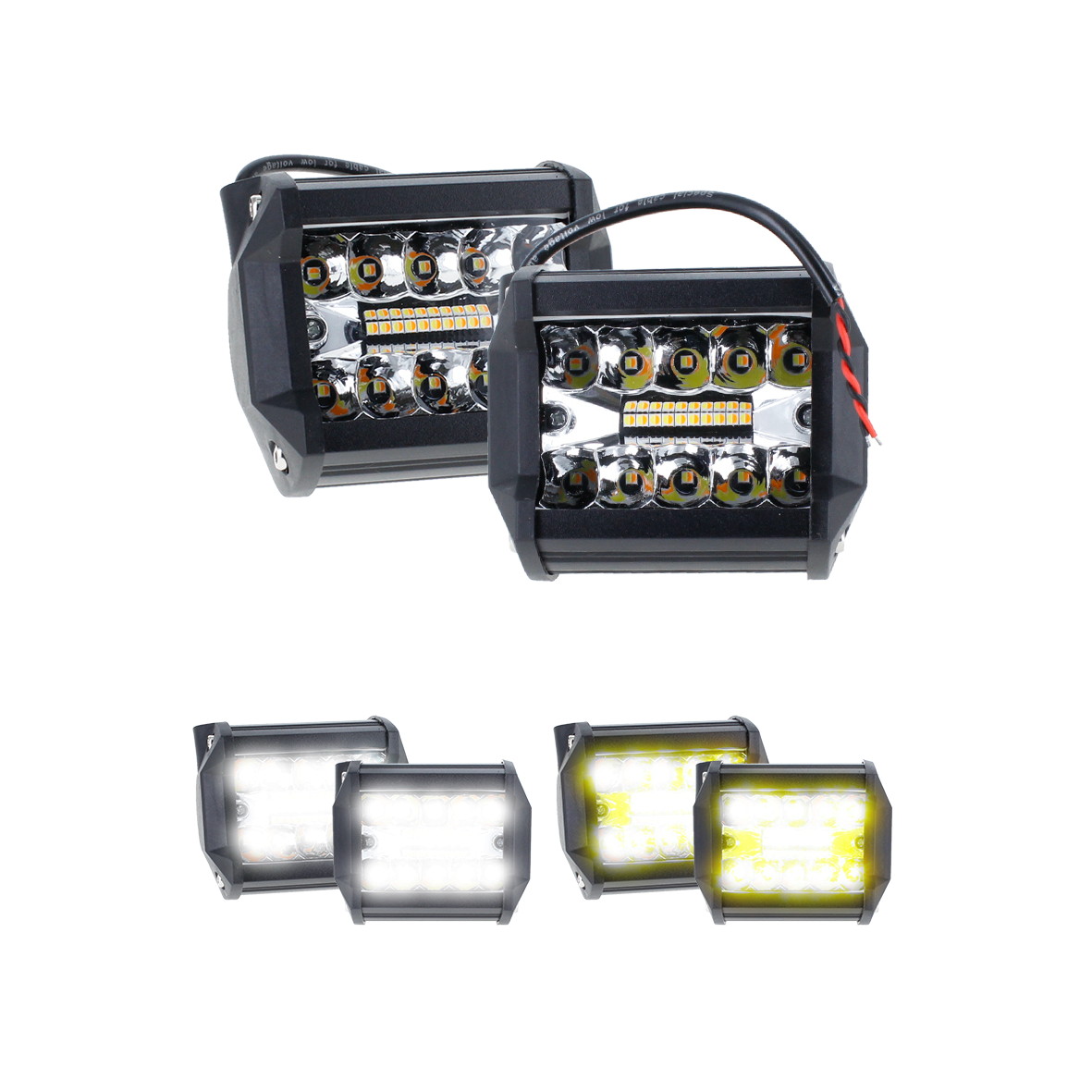 Par Faros 20 Led Dually Bicolor Blanco Ambar Estrobo 12-24v