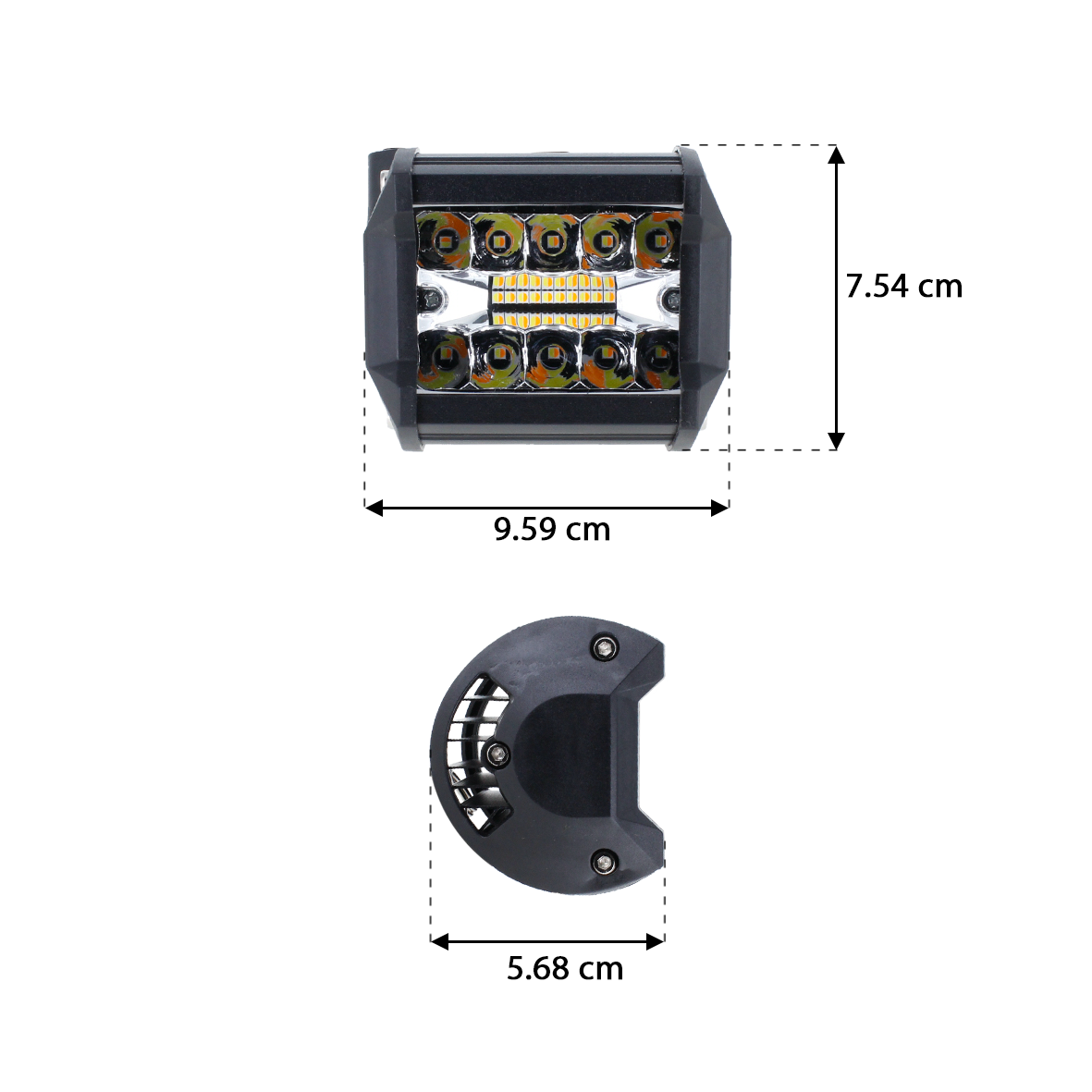 Par Faros 20 Led Dually Bicolor Blanco Ambar Estrobo 12-24v