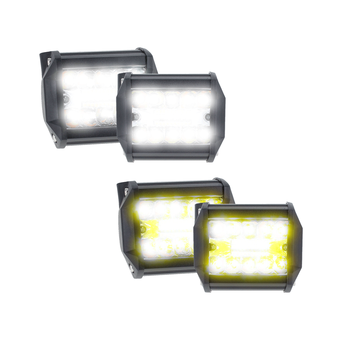 Par Faros 20 Led Dually Bicolor Blanco Ambar Estrobo 12-24v