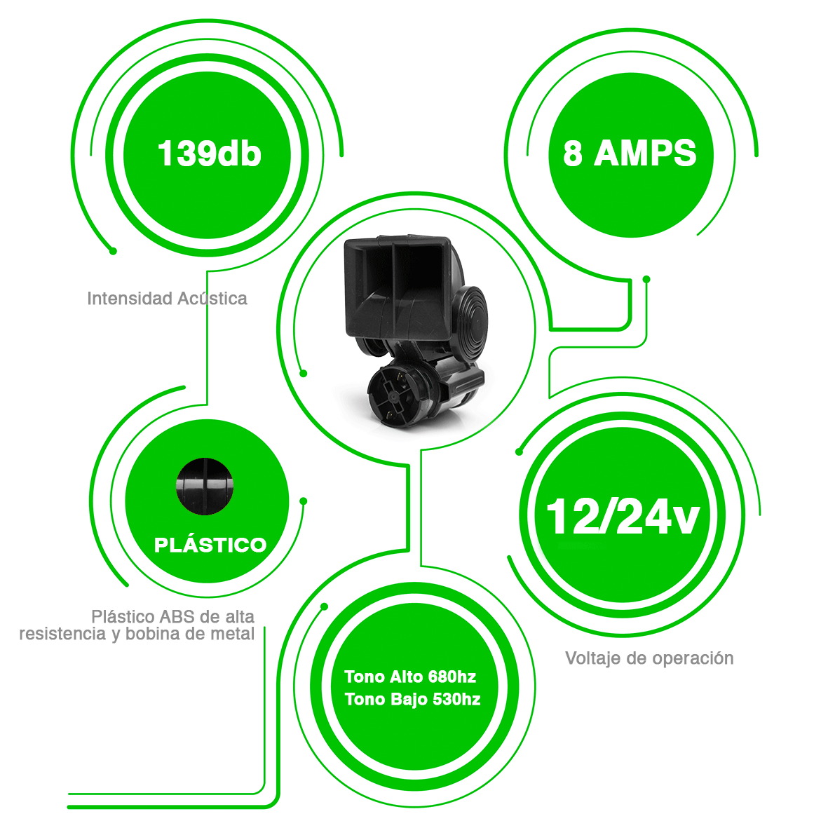 Claxon Corneta Bocina Tono Tren Uso Rudo Super Potente