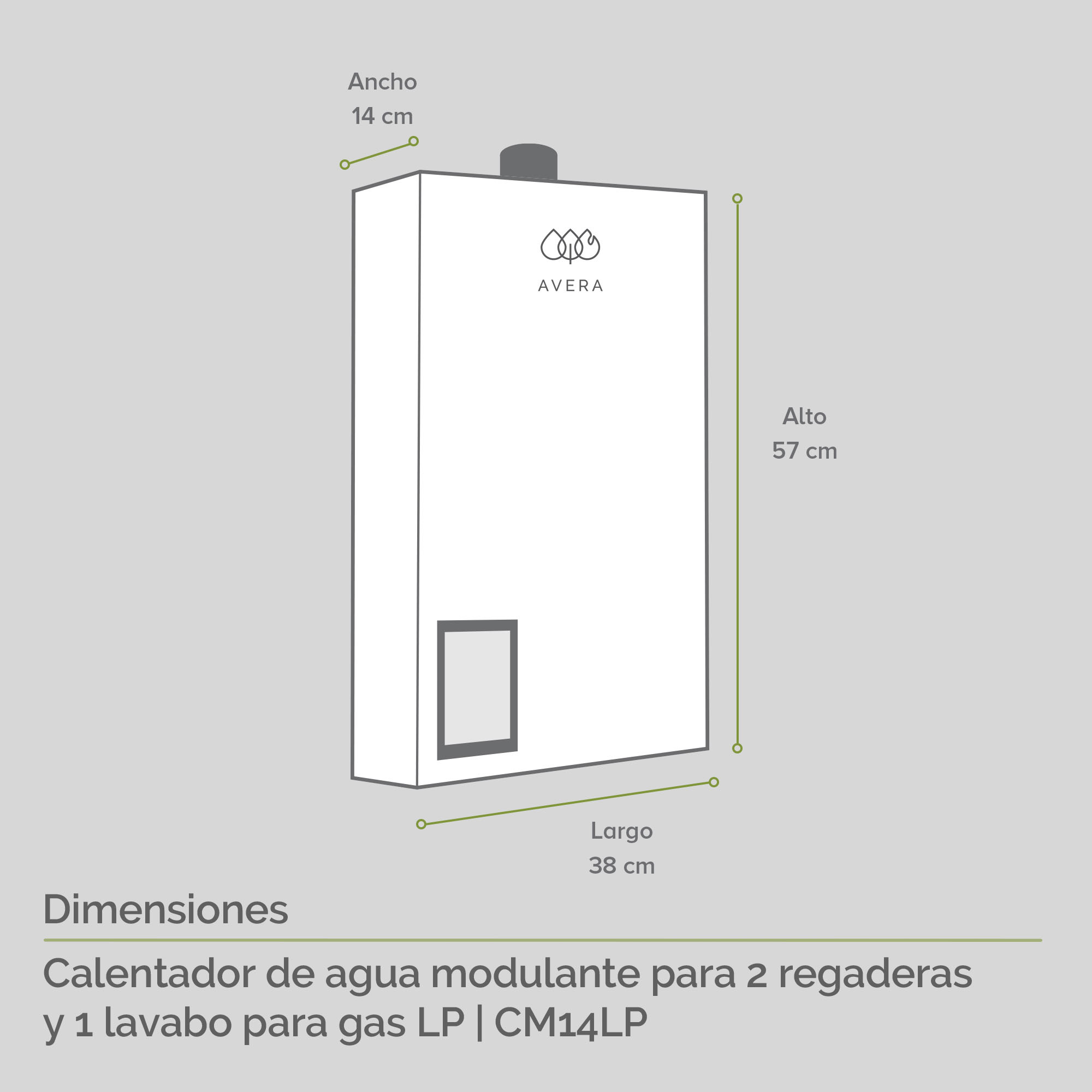AVERA Calentador De Agua Instantáneo Modulante usa Gas LP para 2 Servicios CM14