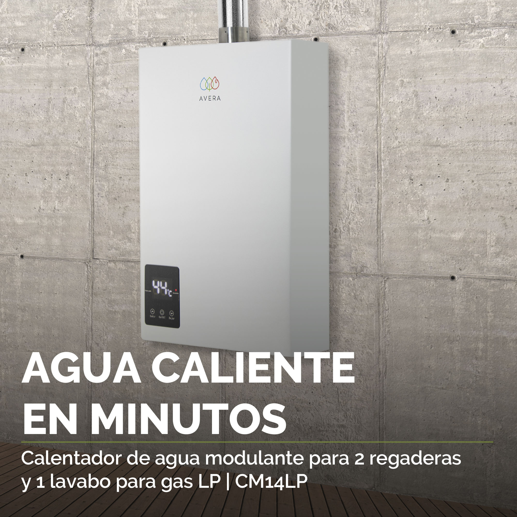 AVERA Calentador De Agua Instantáneo Modulante usa Gas LP para 2 Servicios CM14
