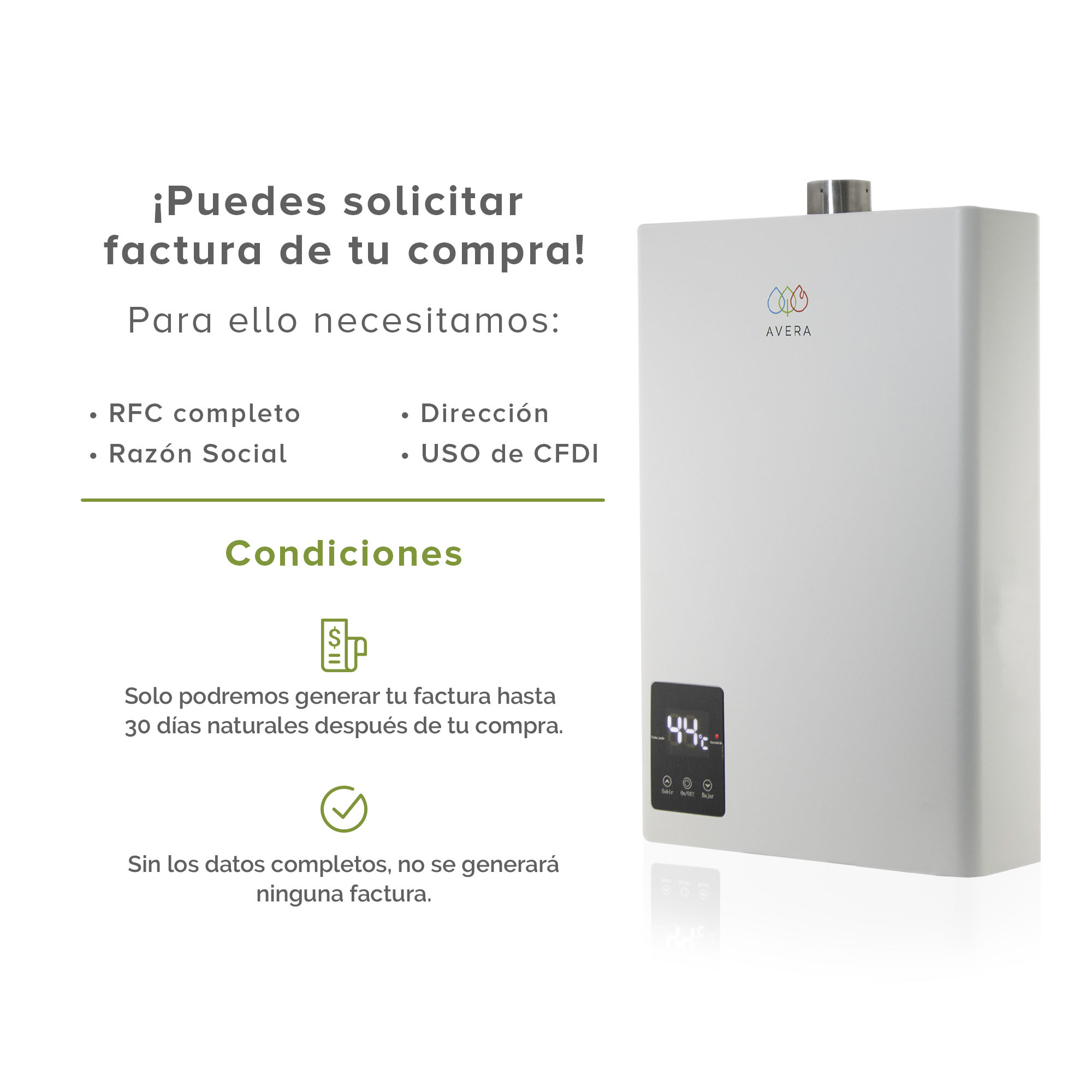 AVERA Calentador de Agua Instantaneo Modulante usa Gas Natural para 4 Regaderas CM24NAT