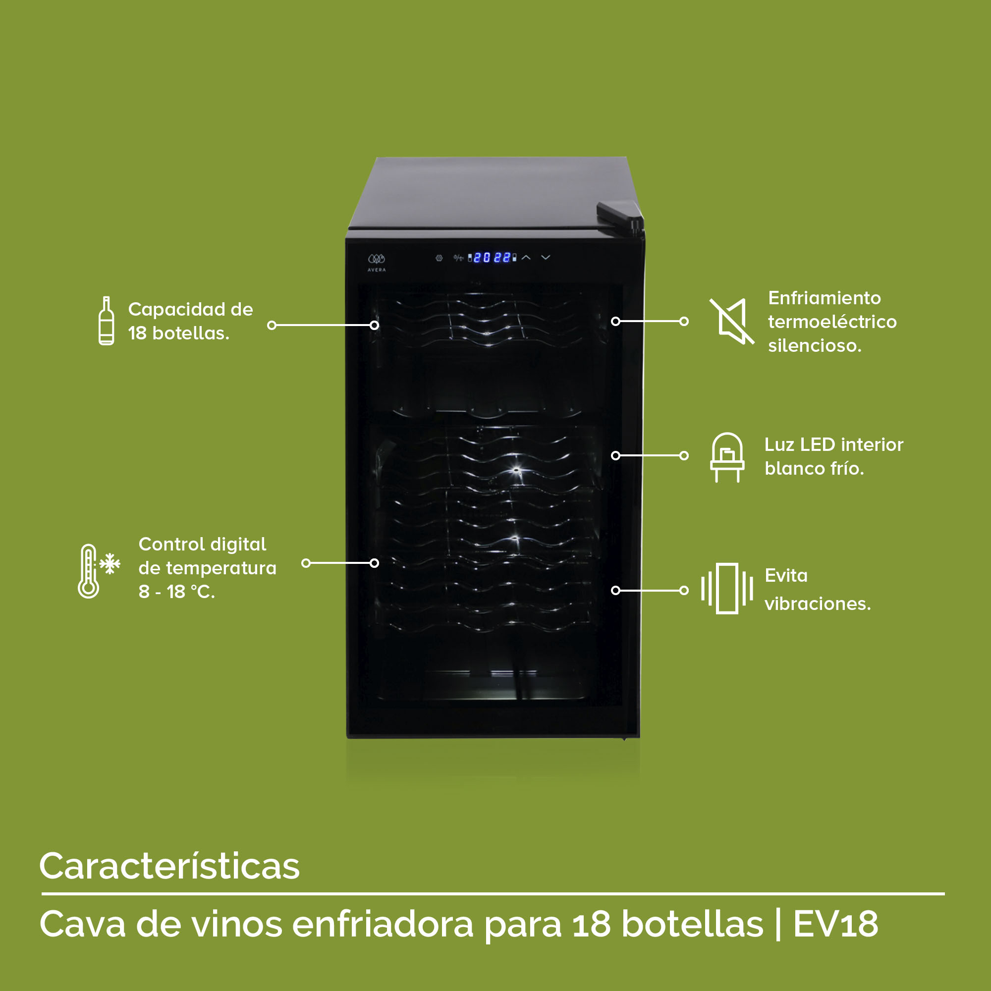 AVERA Cava De Vinos Enfriadora Para 18 Botellas EV18