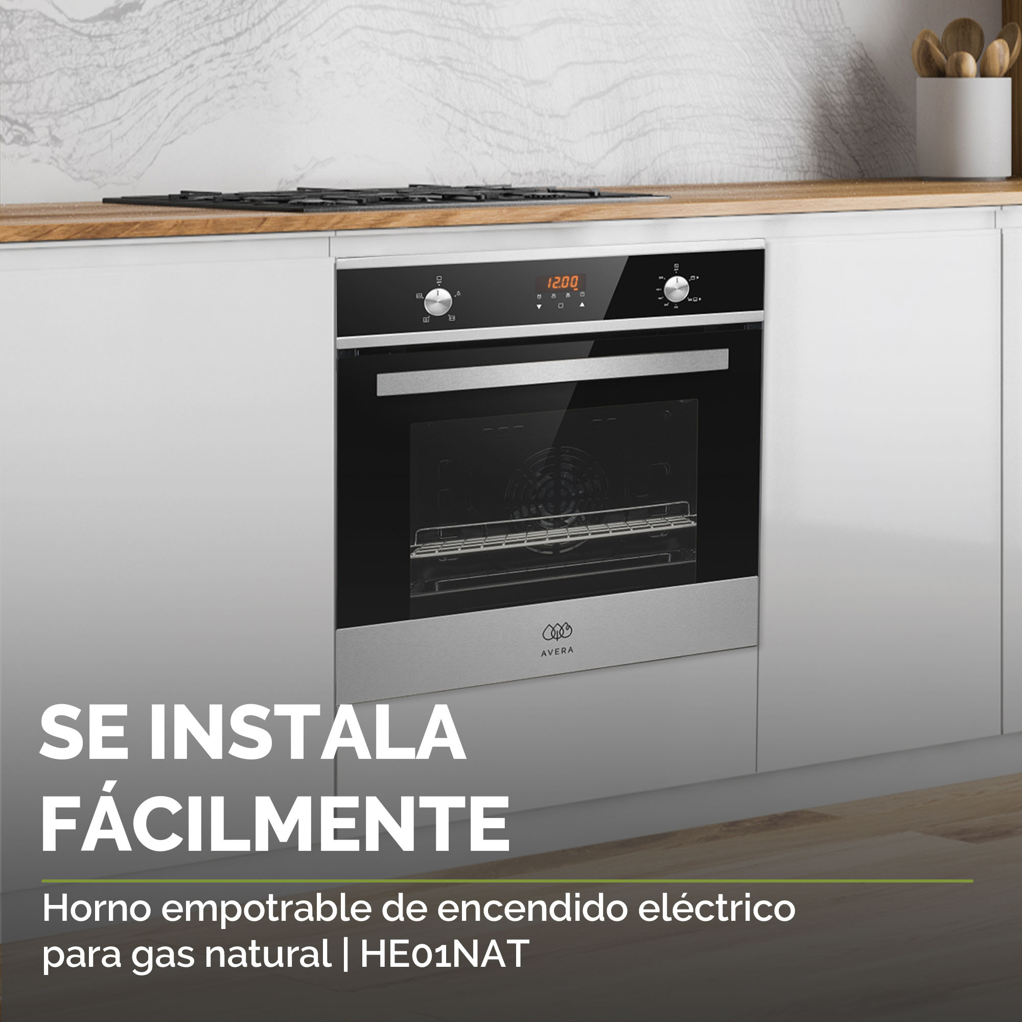 Avera Horno Empotrable a Gas Natural Encendido Eléctrico HE01NAT