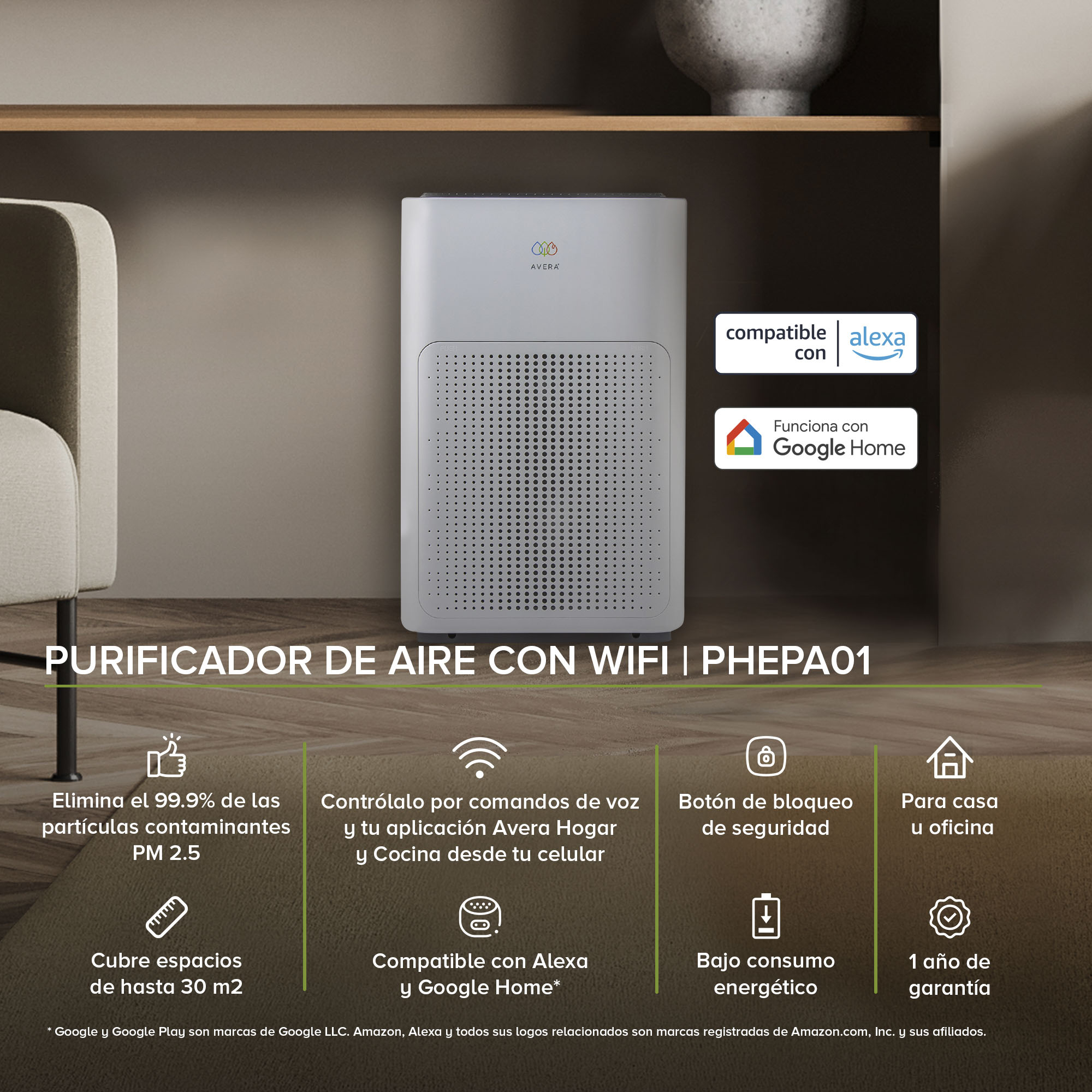 Purificador de Aire Para Espacios de Hasta 30 M2 PHEPA01