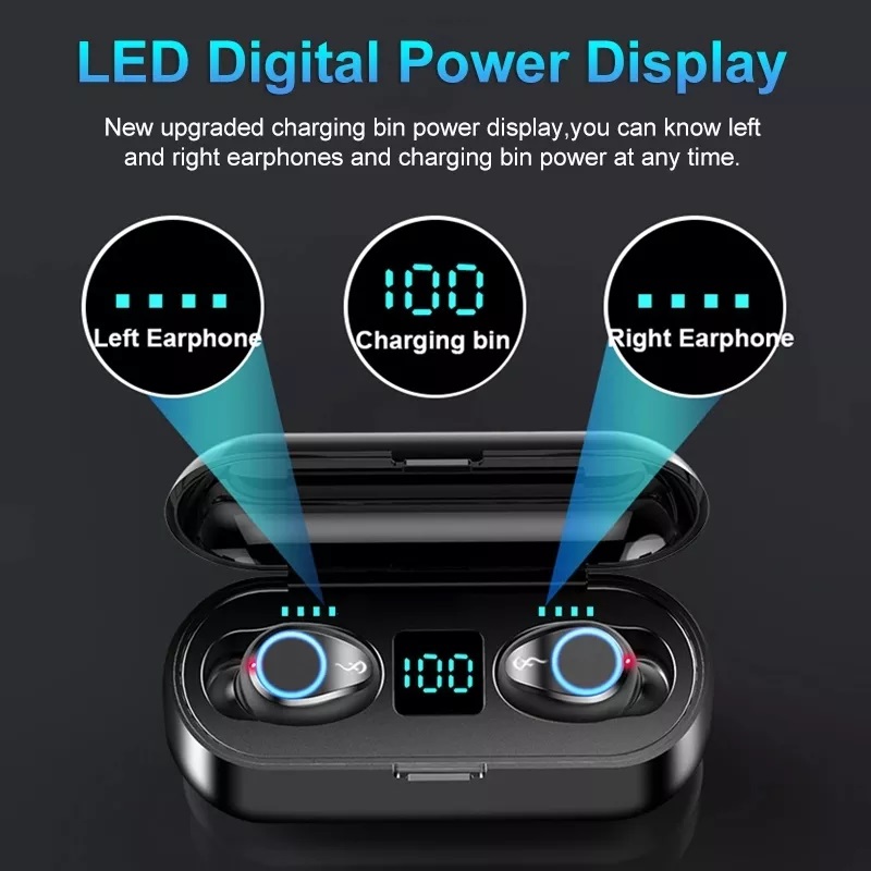 Audífonos F9 TWS Rosa bluetooth 5.1 Recargables Rosa