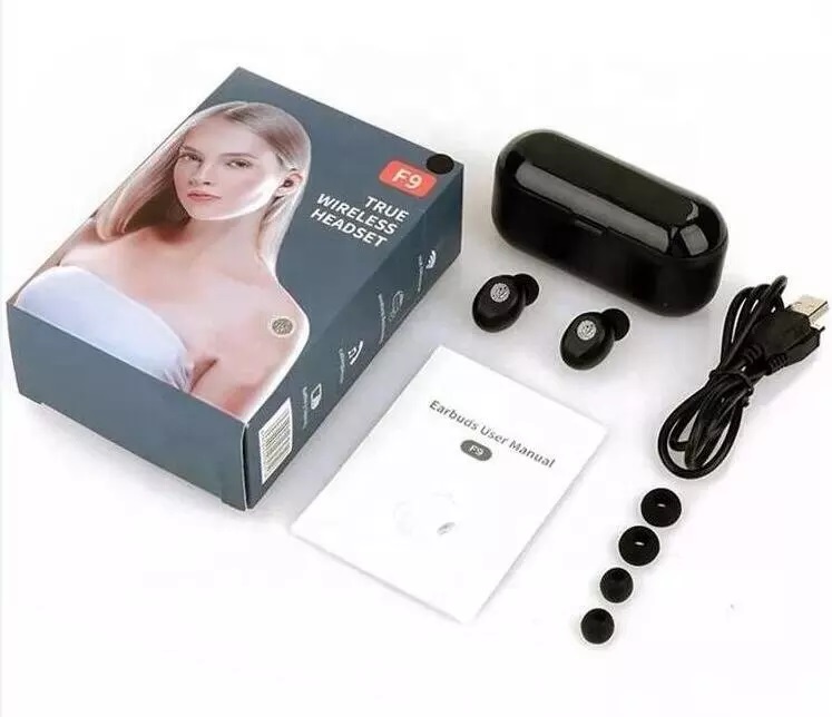 Audífonos F9 TWS Rosa bluetooth 5.1 Recargables Rosa