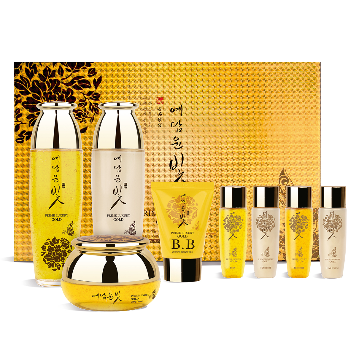 Set cuidado facial Gold: Tónico, Emulsión, Crema y BB Cream