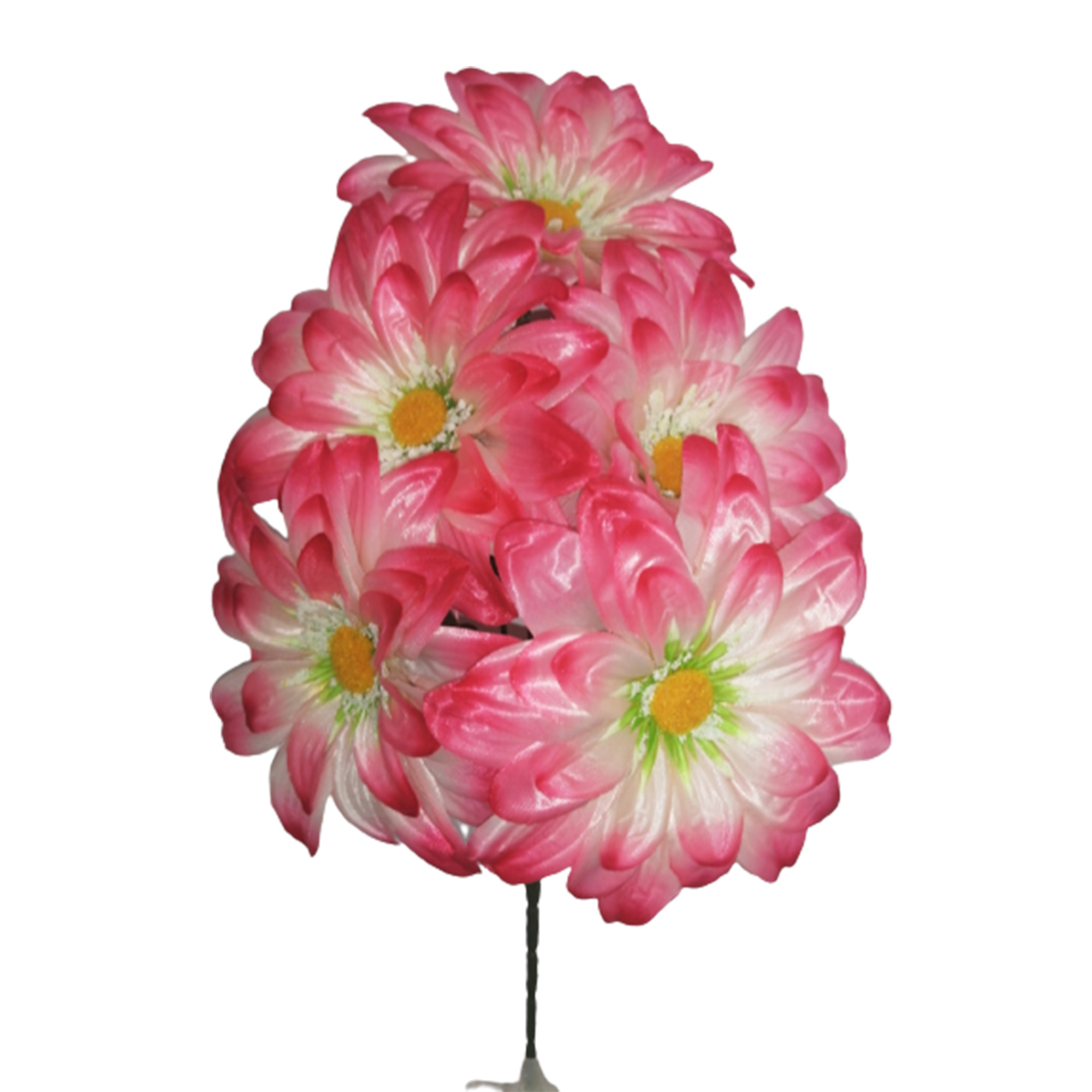 10 Ramos Flor Artificial Dalia Estrella Satinada 5 Flores Decoración Interior Exterior