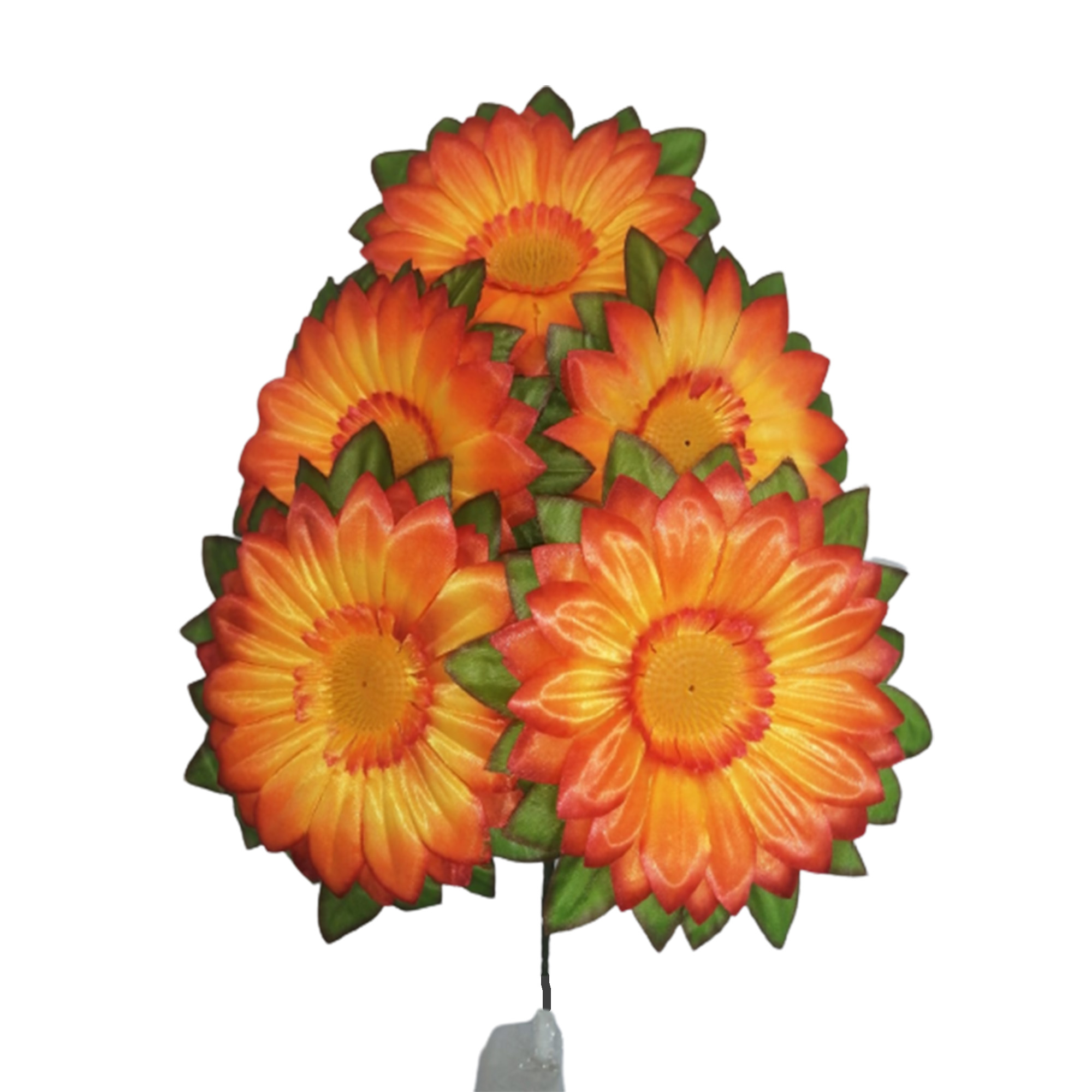 10 Ramos Flor Artificial Dalia Centro Amarillo 5 Flores Decoración Interior Exterior