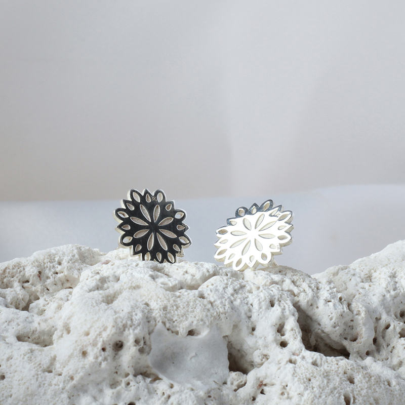 Broqueles Gerbera de plata, Aretes Flor para Mujer