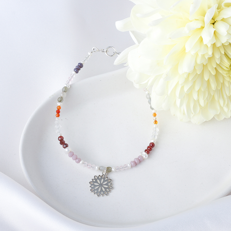 Pulsera Gerbera con piedras naturales