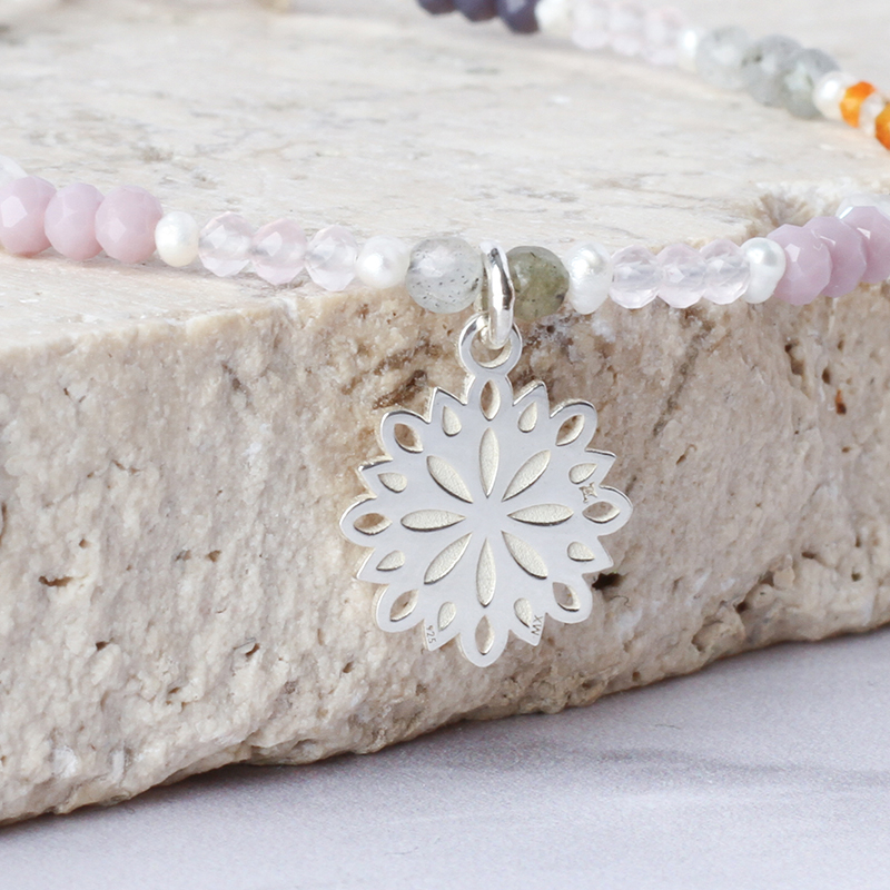 Pulsera Gerbera con piedras naturales