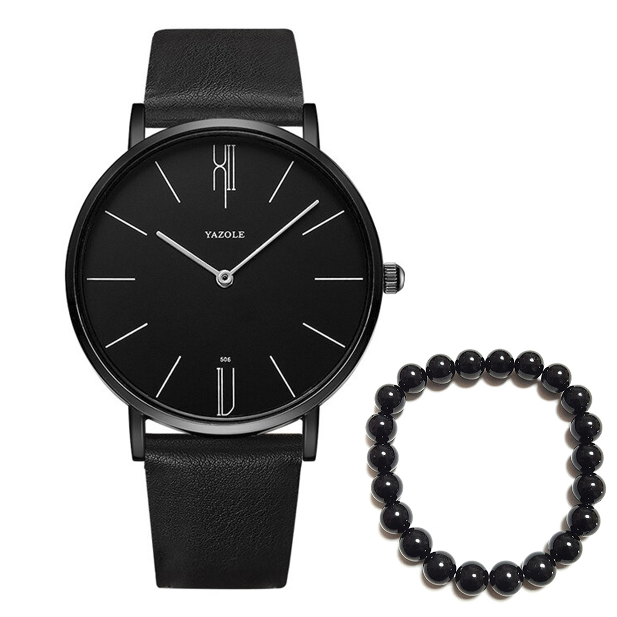 Reloj Minimalista Premium Yazole Contra El Agua Acero Y Piel
