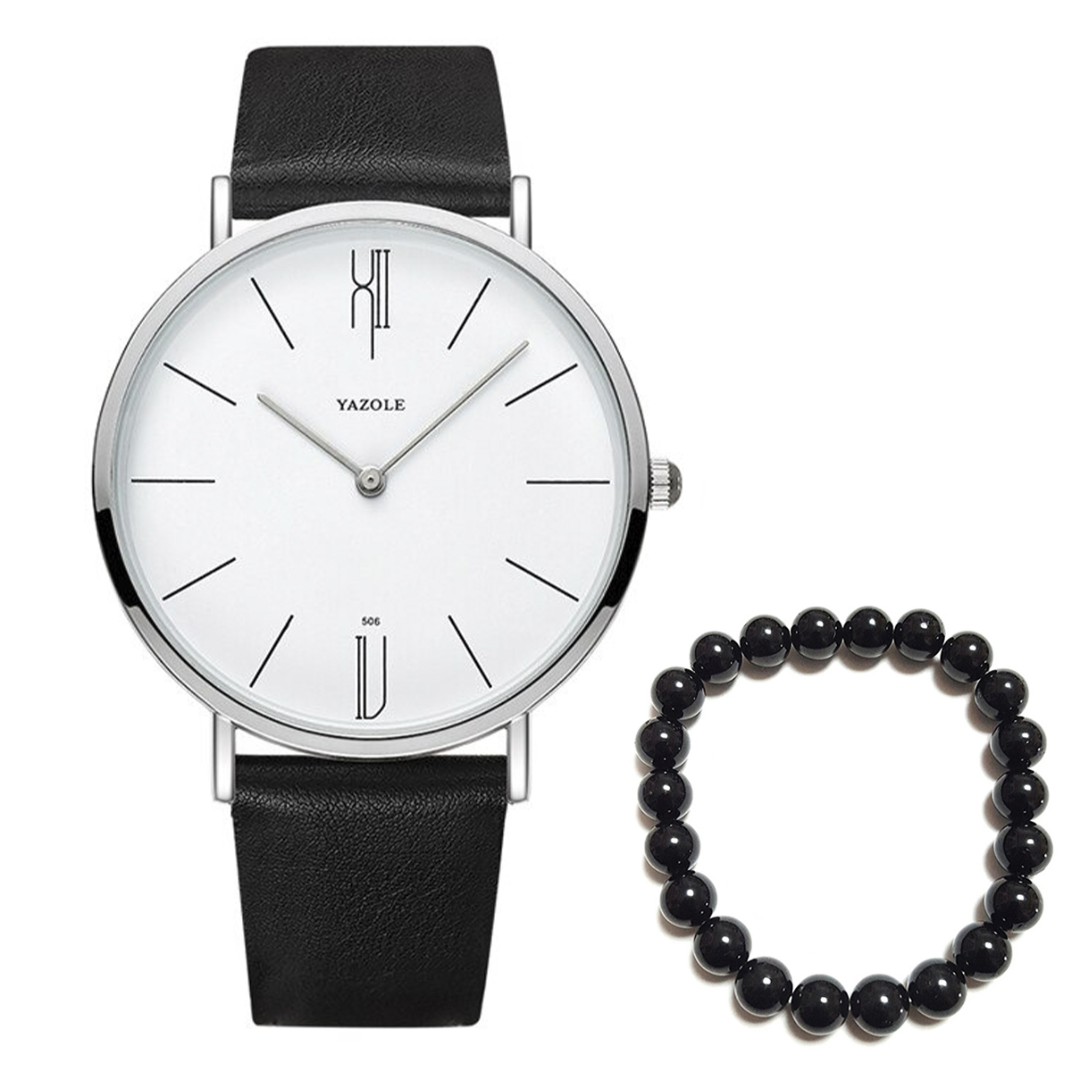 Reloj Minimalista Premium Yazole Contra El Agua Acero Y Piel