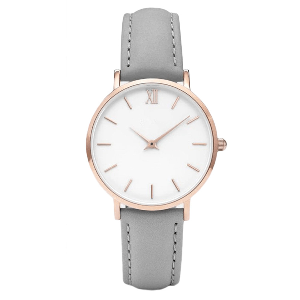 Reloj Minimalista Elegante Gris Dama Moda Quartz
