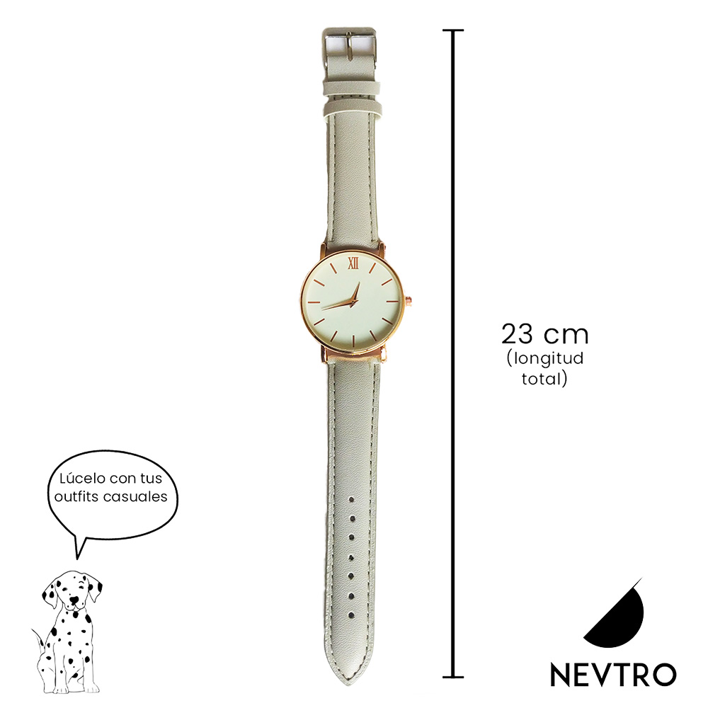Reloj Minimalista Elegante Gris Dama Moda Quartz