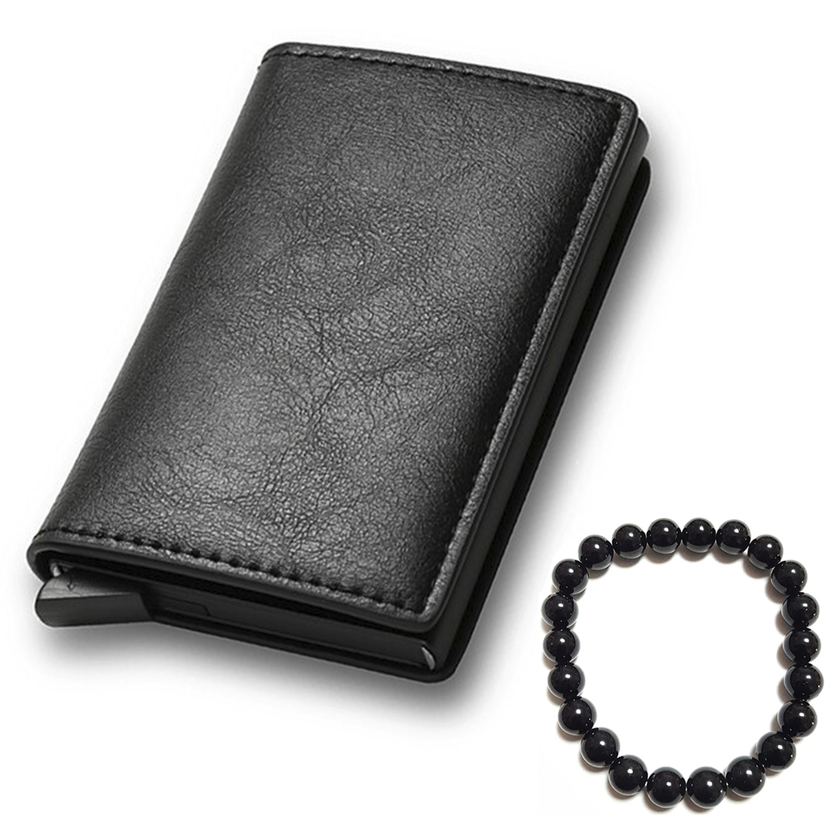 Cartera Tarjetero Antirrobo de Piel y Aluminio Billetera Segura Minimalista