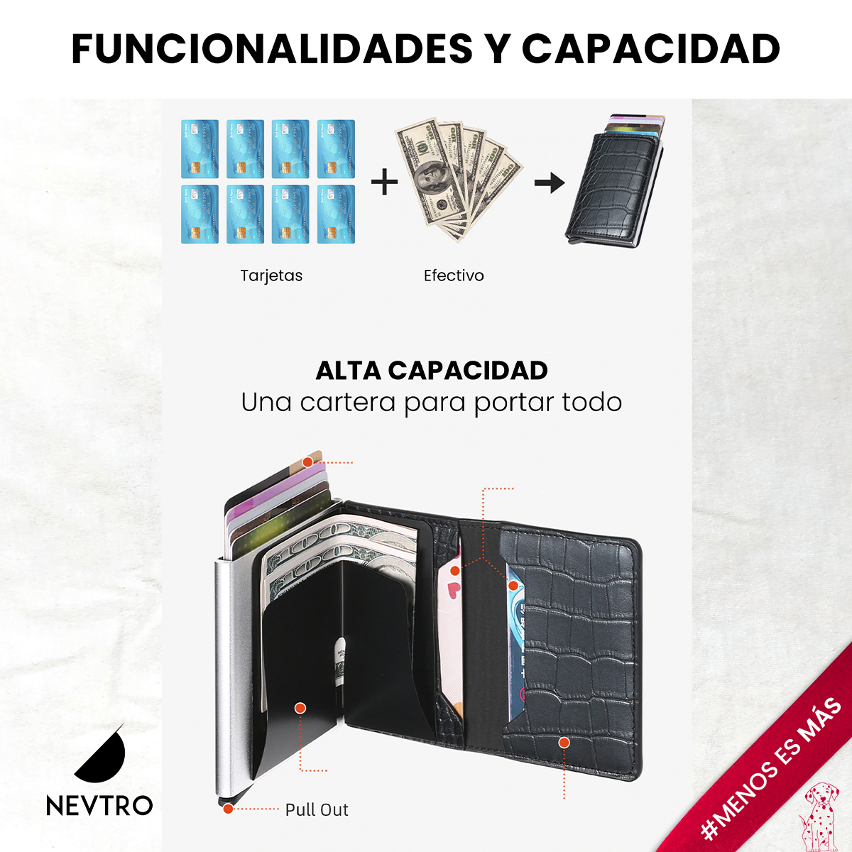 Cartera Tarjetero Antirrobo de Piel y Aluminio Billetera Segura Minimalista