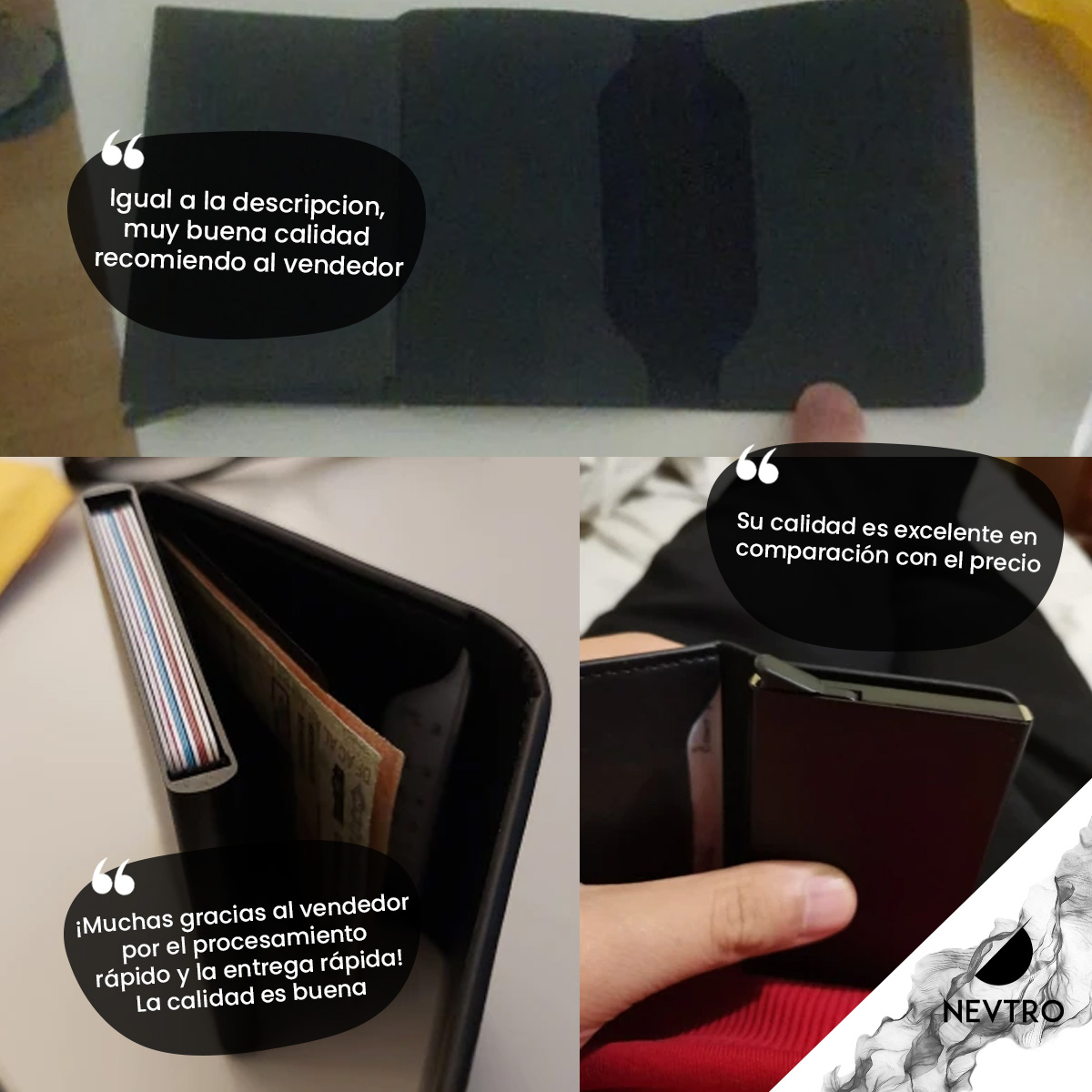 Cartera Tarjetero Antirrobo de Piel y Aluminio Billetera Segura Minimalista