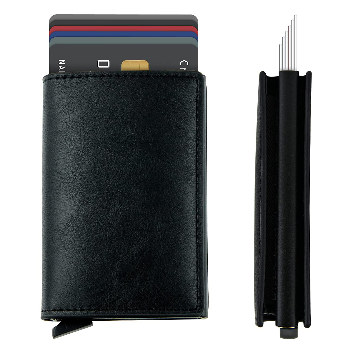 Cartera Tarjetero Antirrobo de Piel y Aluminio Billetera Segura Minimalista