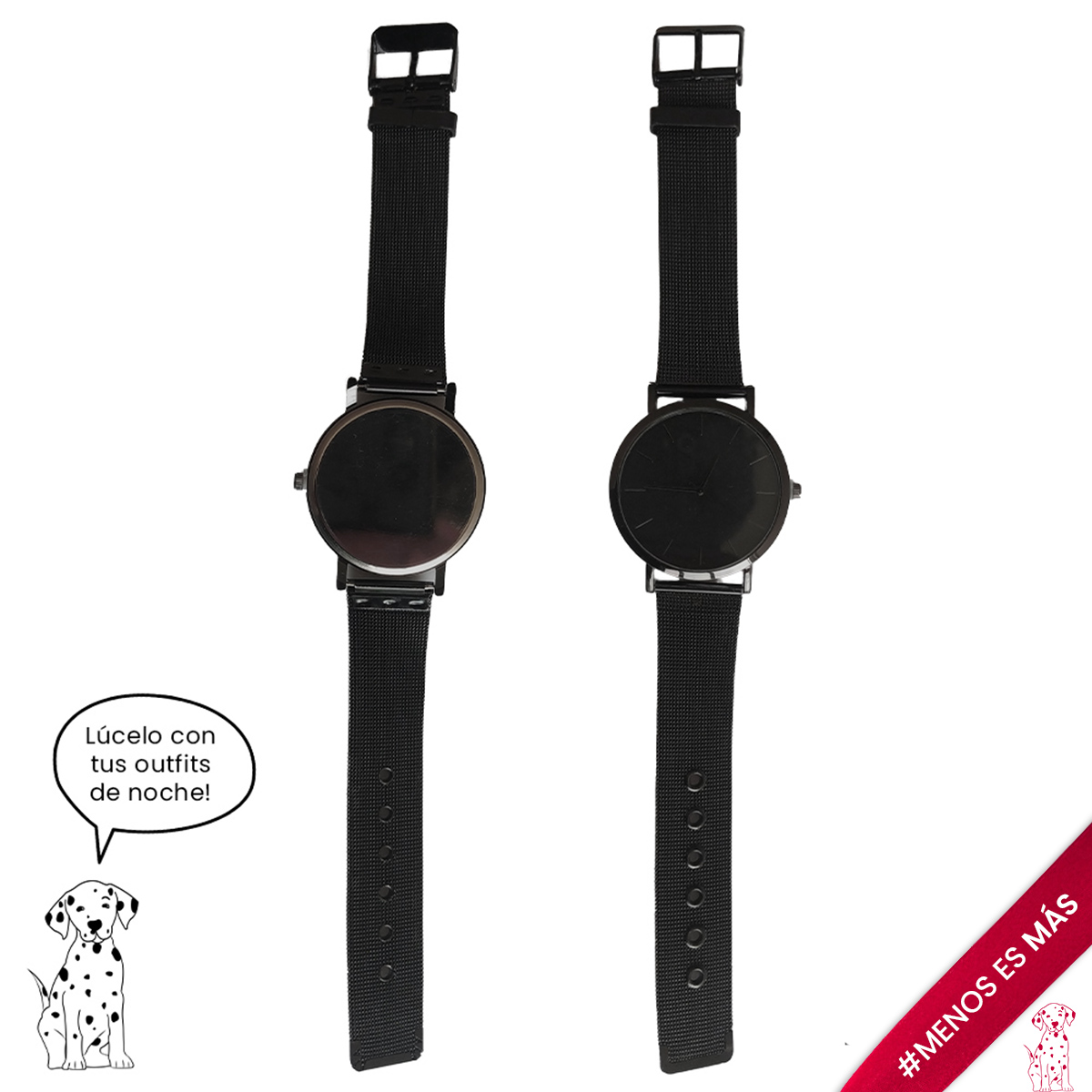 Reloj Negro Minimalista Elegante de Acero Inoxidable Quartz