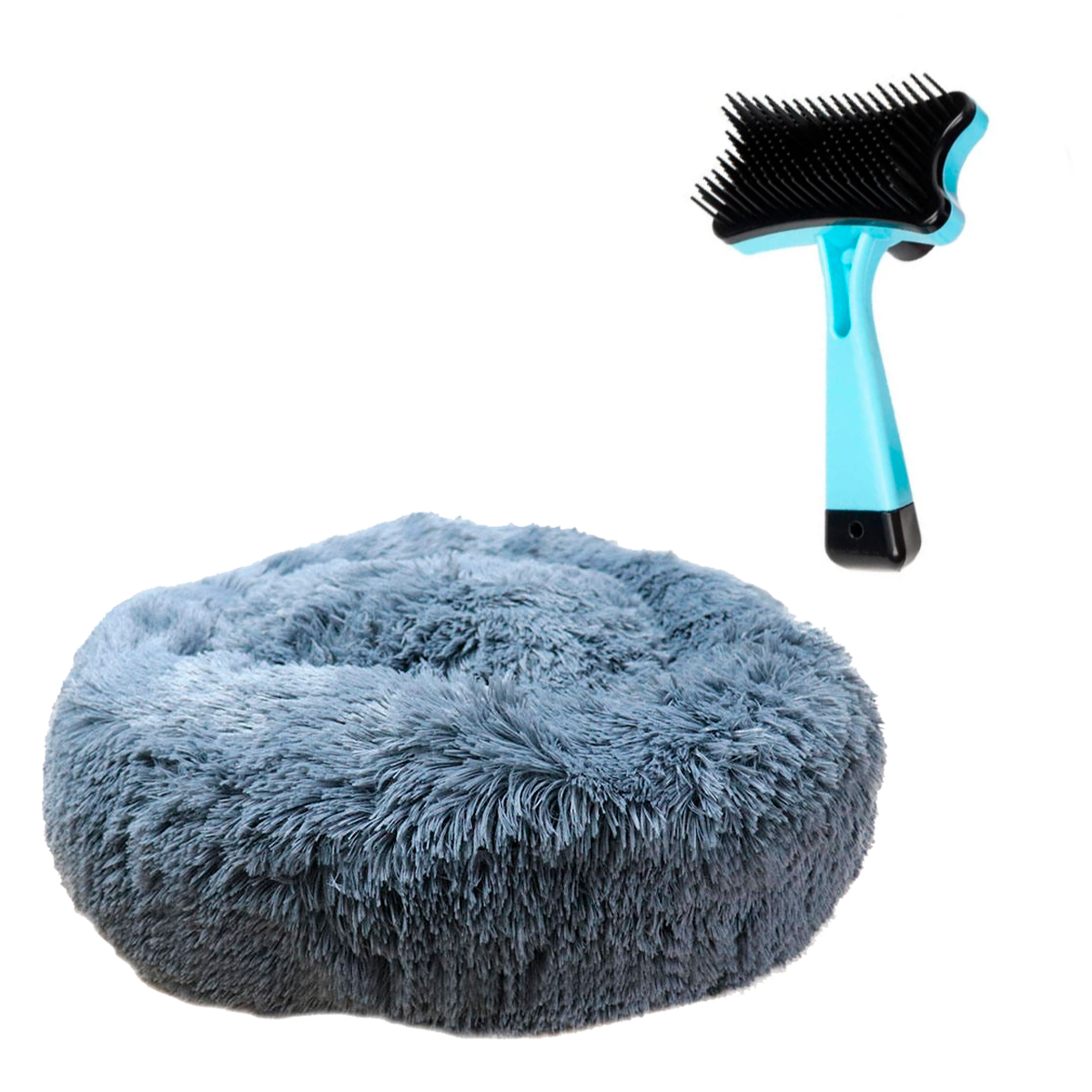 Cama mascotas para perro o gato antideslizante Pet Boutique Mediana Gris Tv Ofertas única con cierre, para un fácil retiro de funda y lavado, adaptable a todo tipo de clima + Cepillo Incluido 