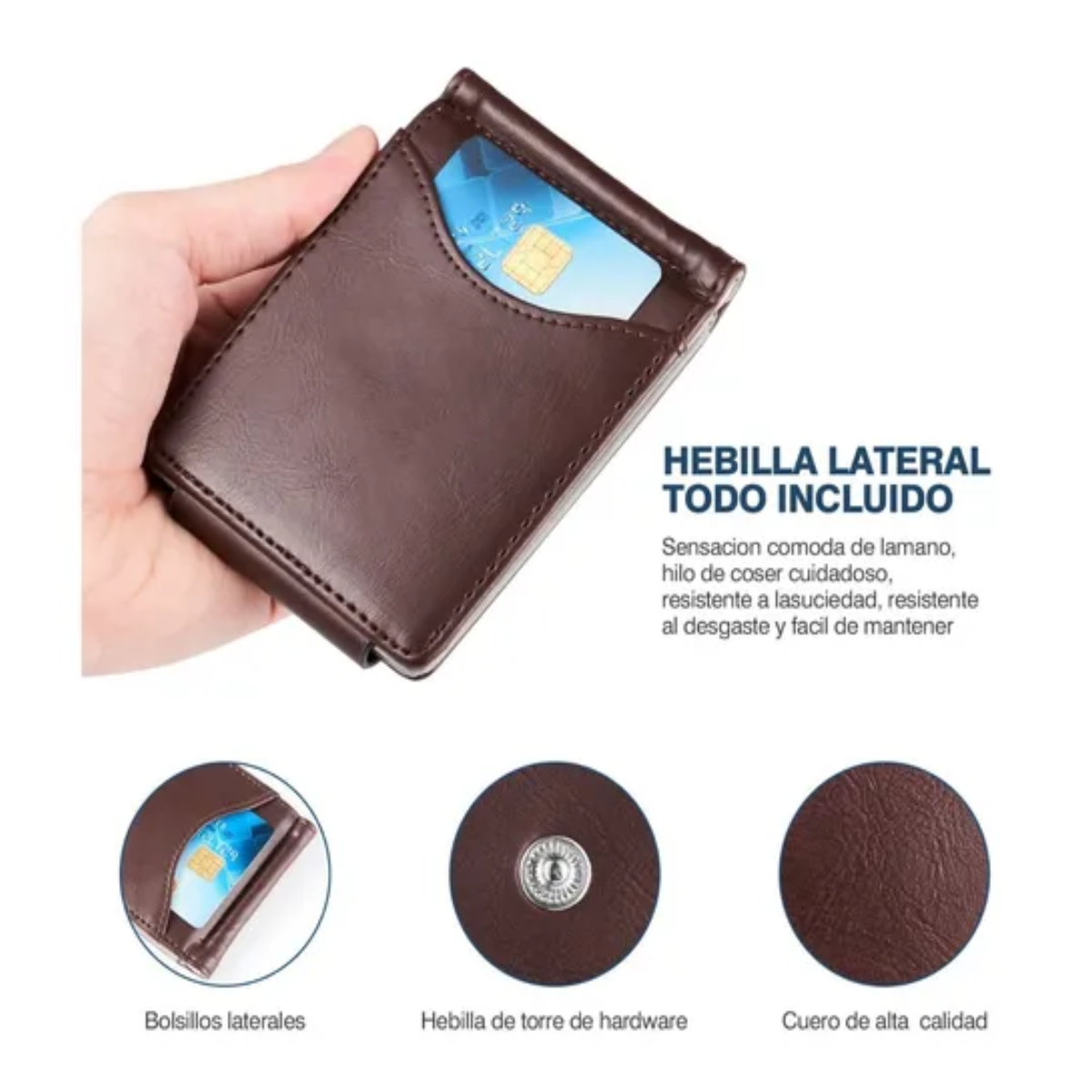 Cartera De Cuero Para Hombre Marron