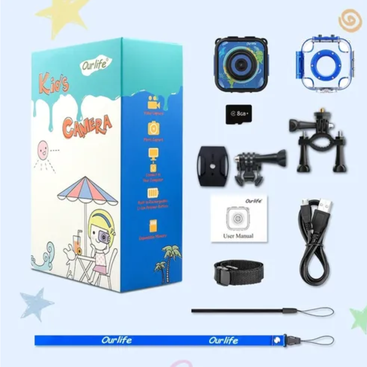 Cámara Digital Para Niños 1080p + Tf 8Gb Azul Oscuro