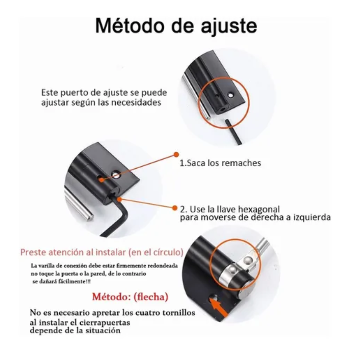 Cierrapuertas Automático Con Resorte De Acero Inoxidable Negro