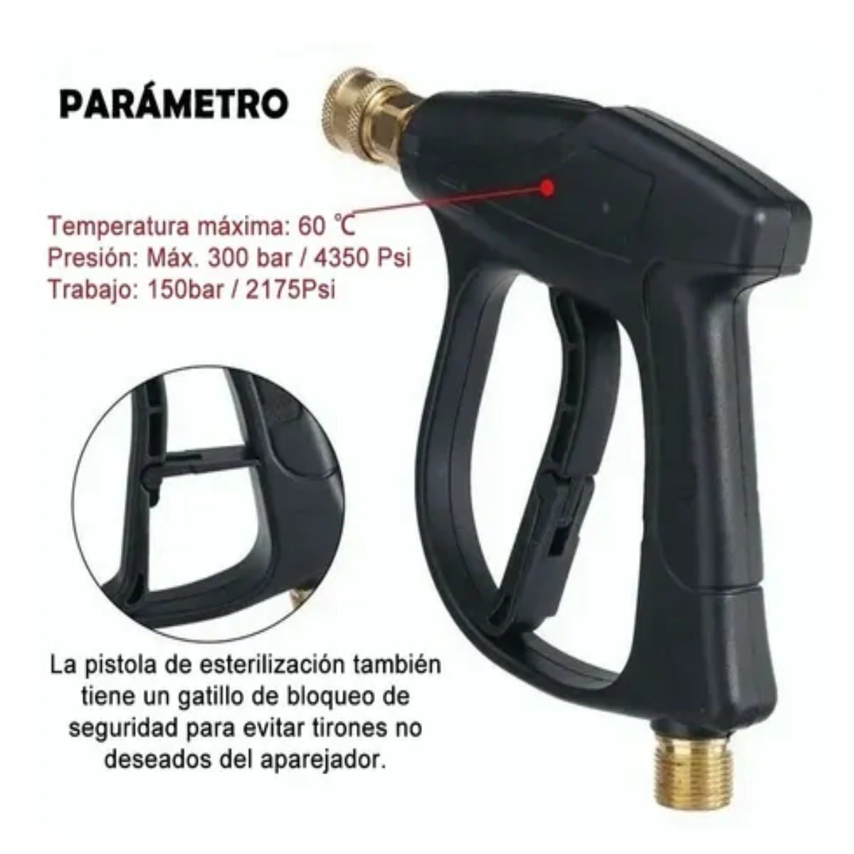 Pistola De Lavado De Alta Presión Boquilla Puntas Múltiples