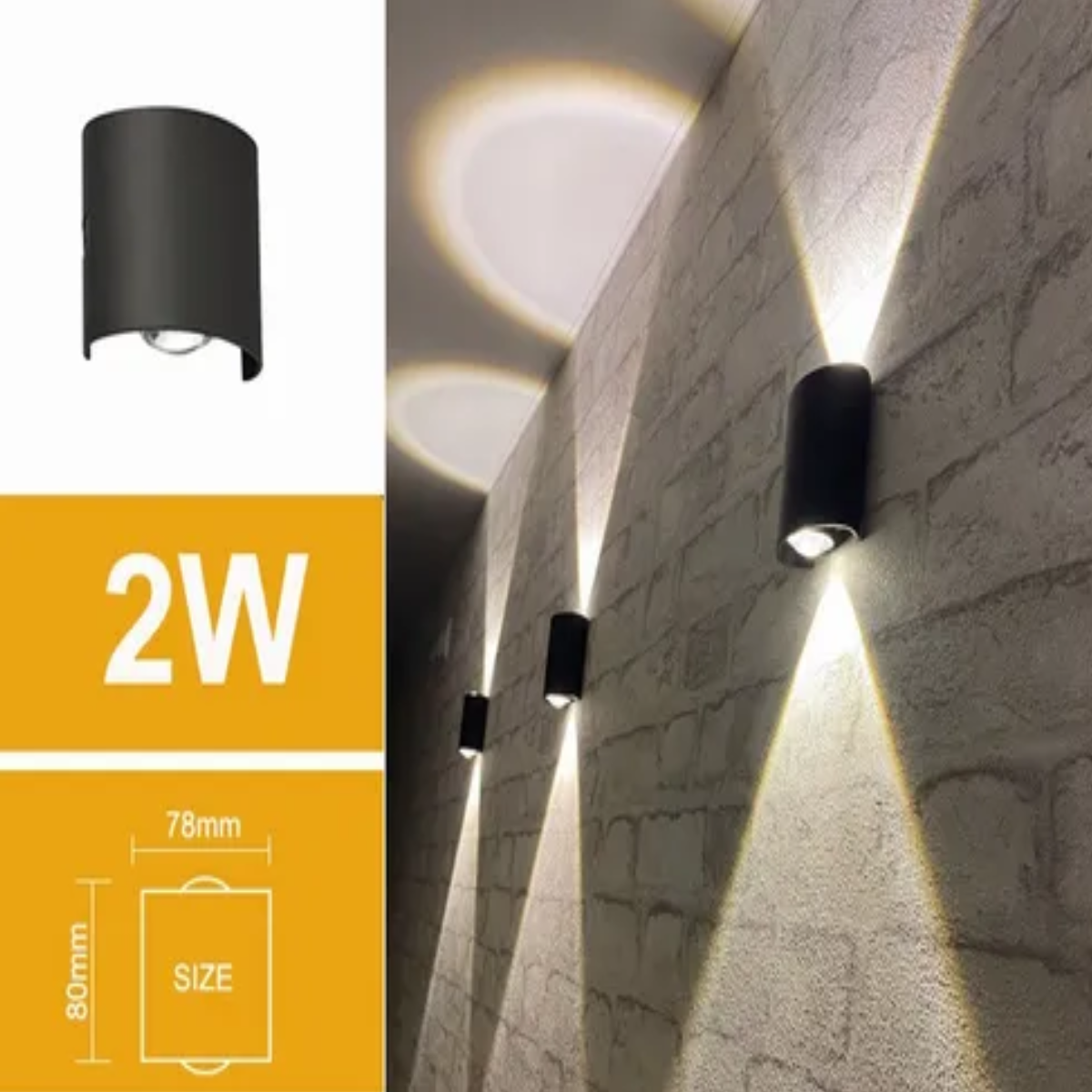 Kit 2 Luz De Pared 2w Luz Arbotante Led Pared Uso Exterior 3000K