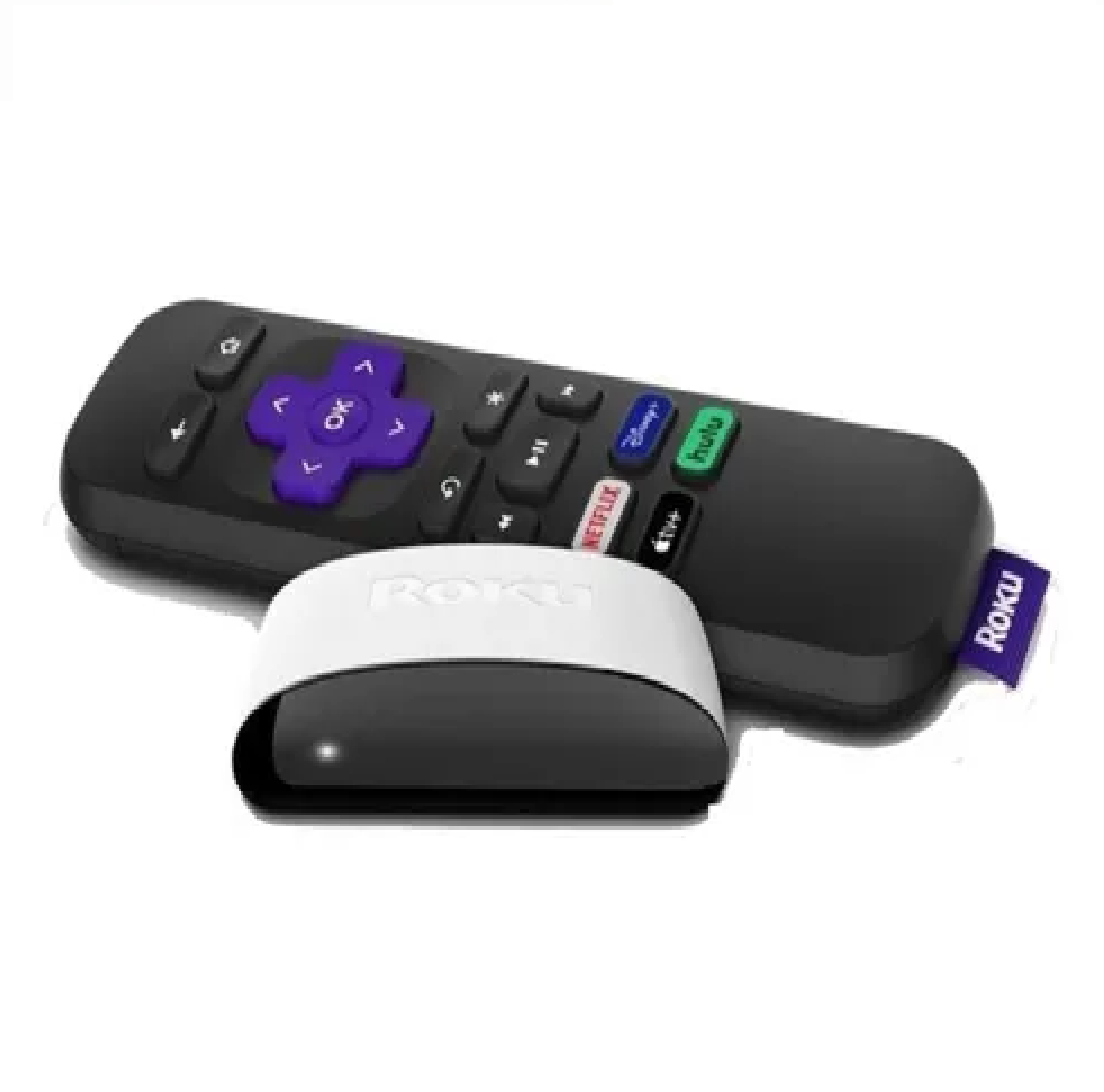 Reproductor de streaming para TV Roku estándar HD blanco y negro