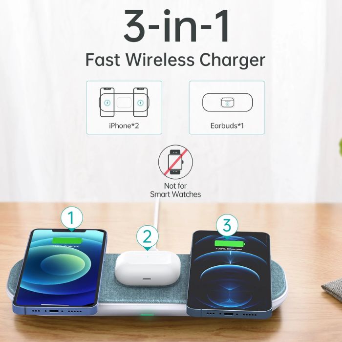 Base de carga inalámbrica 3 en 1 Choetech 2.5-30W