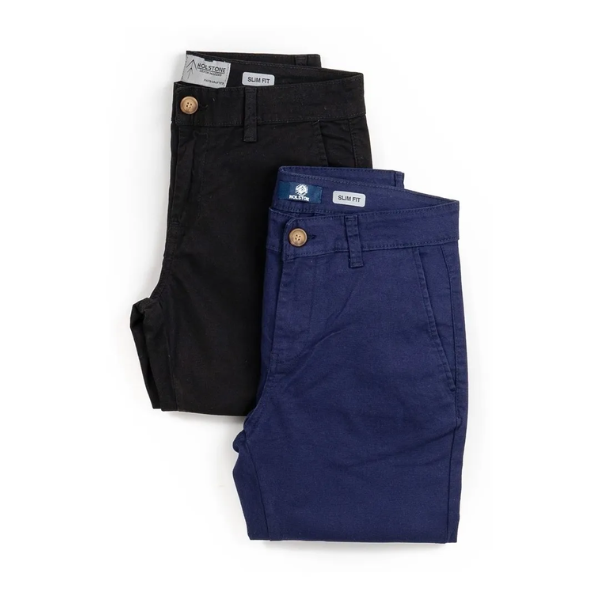 2 Pack Pantalones Estilo Chino De Gabardina Hombre Holstone