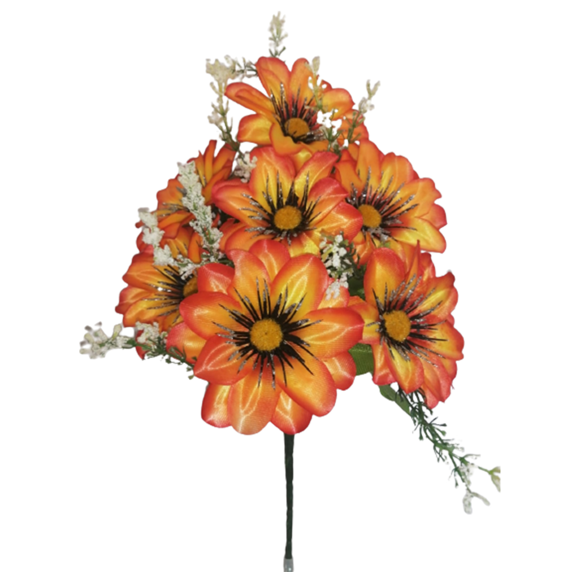 10 Ramos Flor Artificial Mini Dalia 7 Flores Decoración Interior Exterior