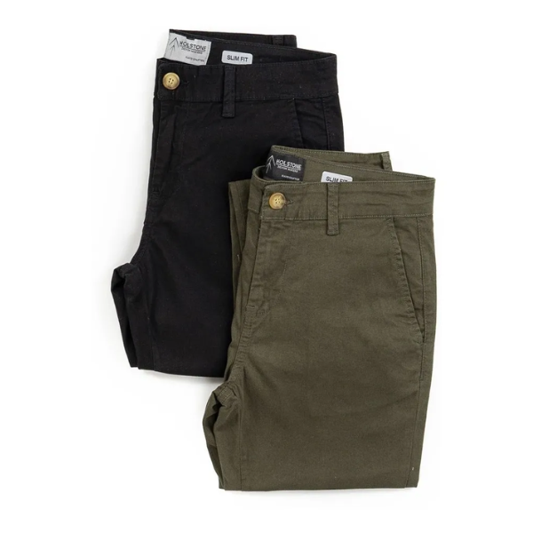 2 Pack Pantalones Estilo Chino De Gabardina Hombre Holstone