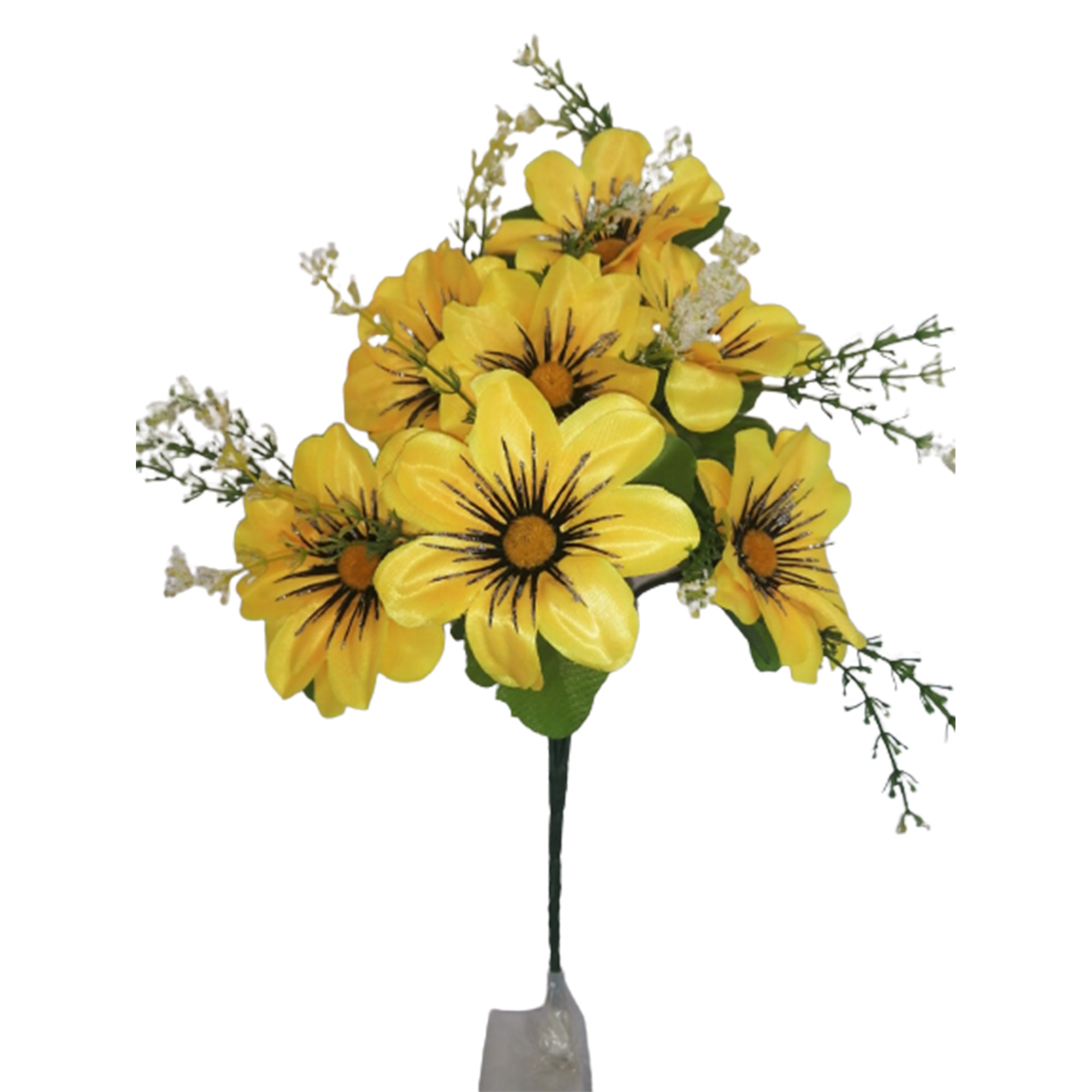 10 Ramos Flor Artificial Mini Dalia 7 Flores Decoración Interior Exterior