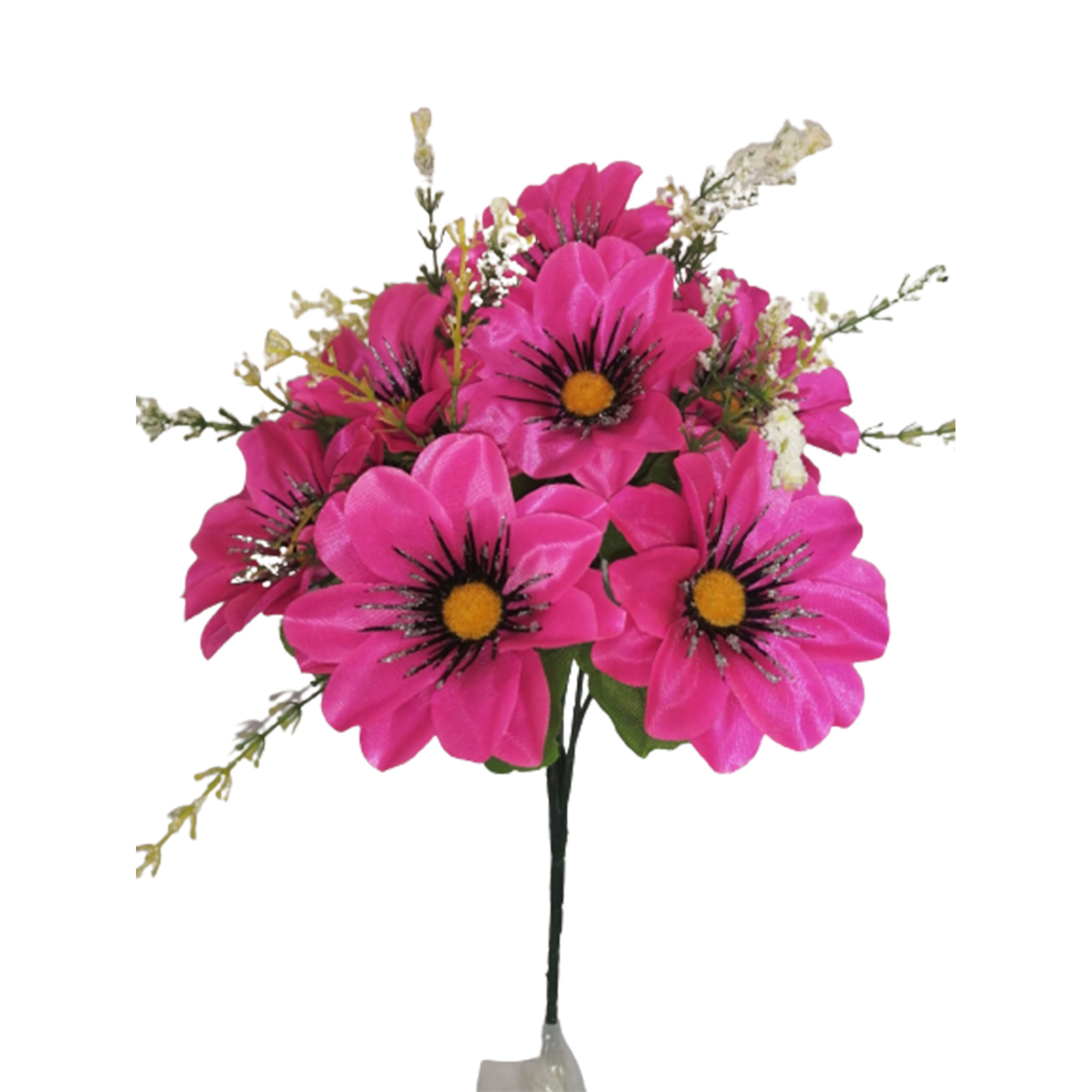 10 Ramos Flor Artificial Mini Dalia 7 Flores Decoración Interior Exterior