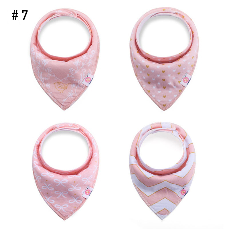 Kit De 4 Baberos-Bandana Para Bebé De Algodón Con Cinta Porta Chupón Innovashop