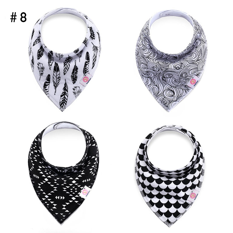 Kit De 4 Baberos-Bandana Para Bebé De Algodón Con Cinta Porta Chupón Innovashop