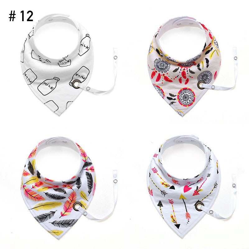 Kit De 4 Baberos-Bandana Para Bebé De Algodón Con Cinta Porta Chupón Innovashop