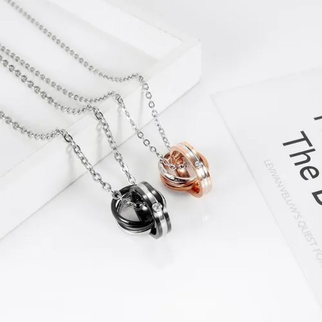 Collares De Pareja Acero Inoxidable Colgantes De Anillos