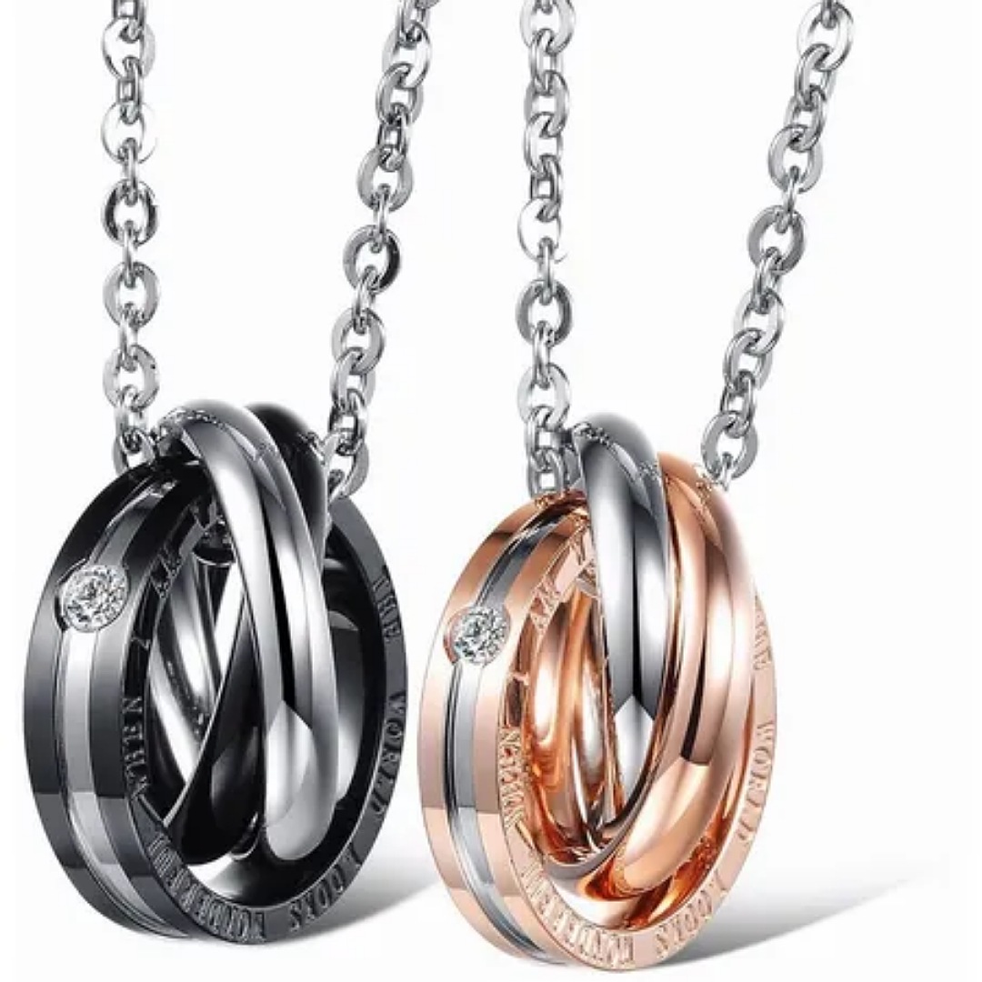Collares De Pareja Acero Inoxidable Colgantes De Anillos