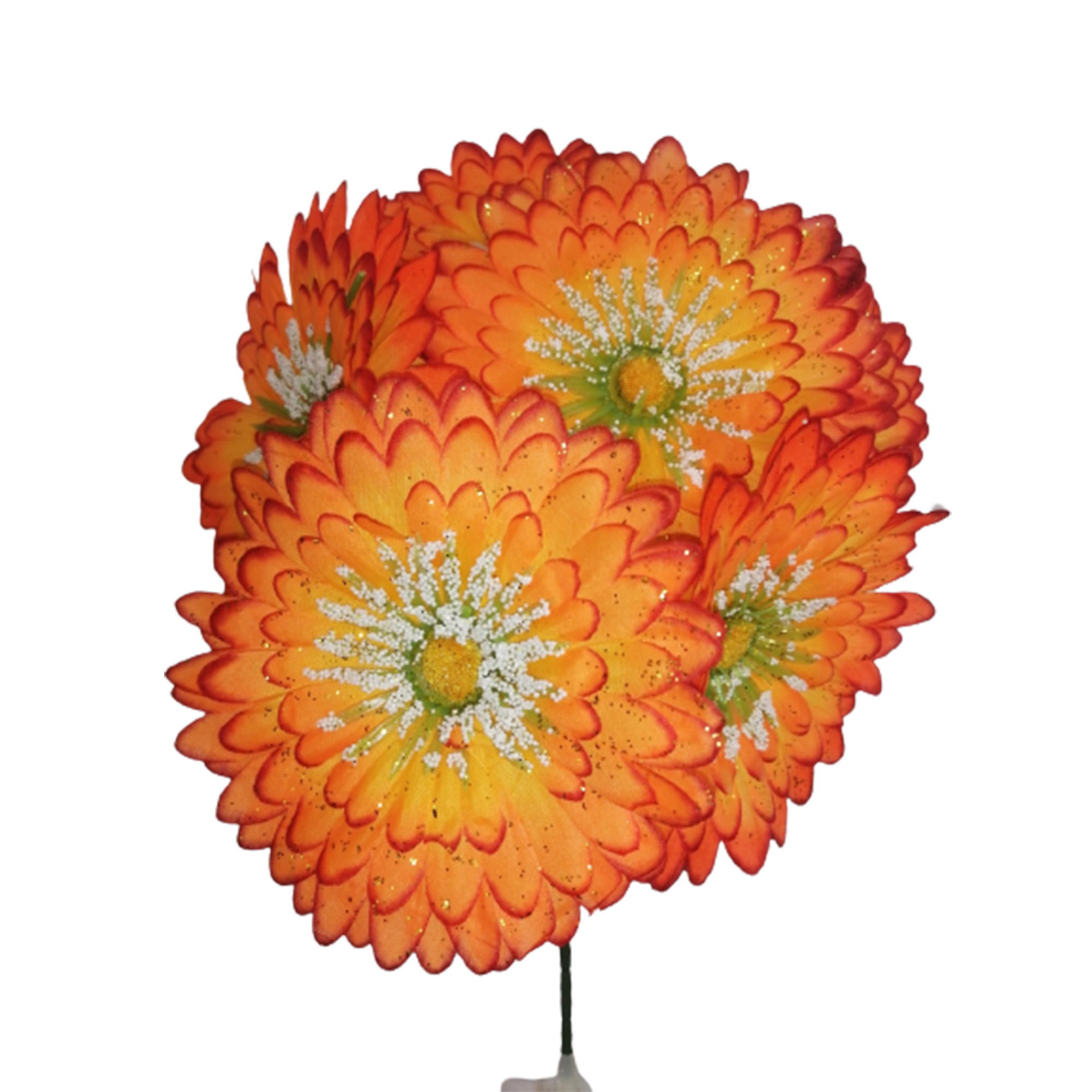 10 Ramos Flor Artificial Gerbera Diamantada 6 Flores Decoración Interior Exterior