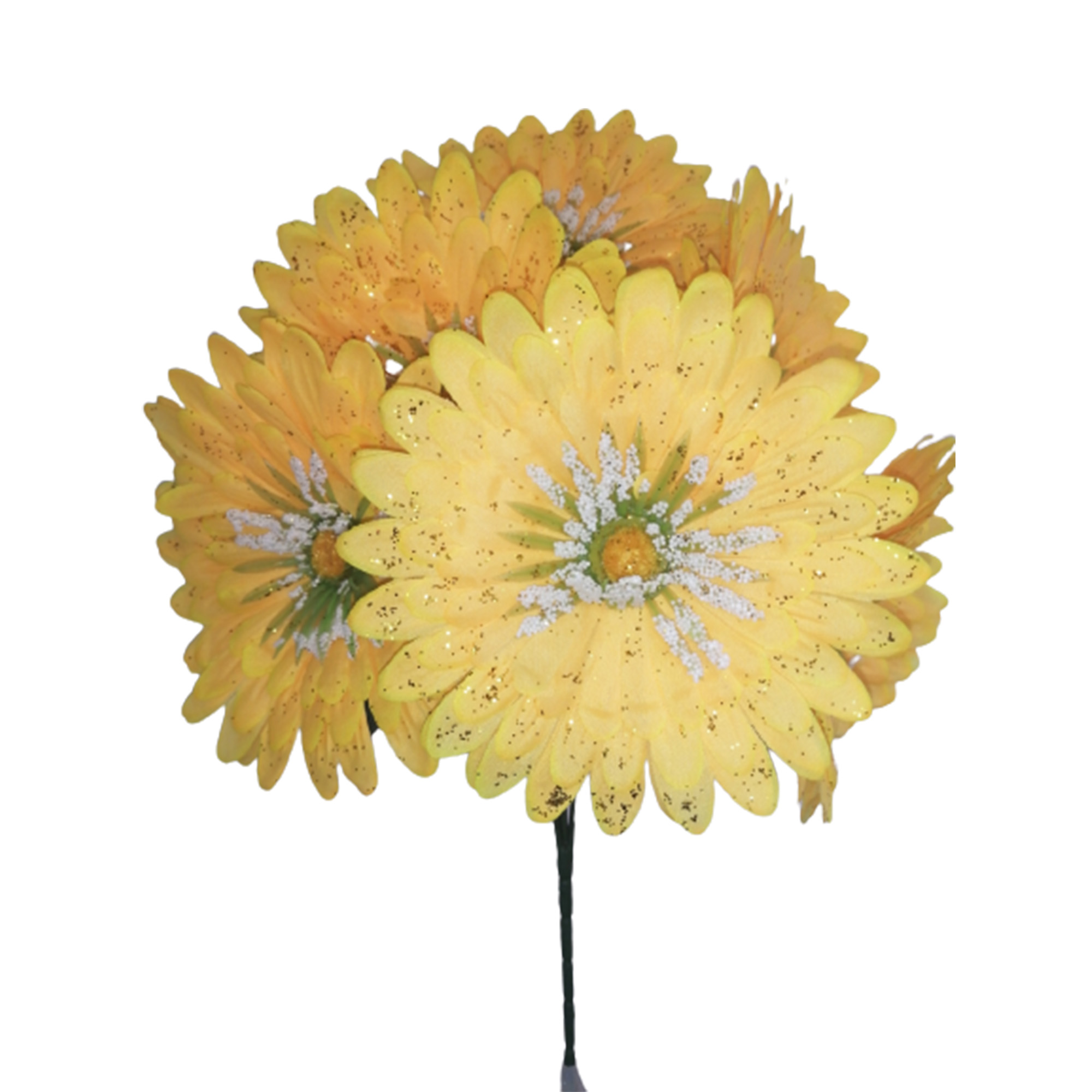 10 Ramos Flor Artificial Gerbera Diamantada 6 Flores Decoración Interior Exterior