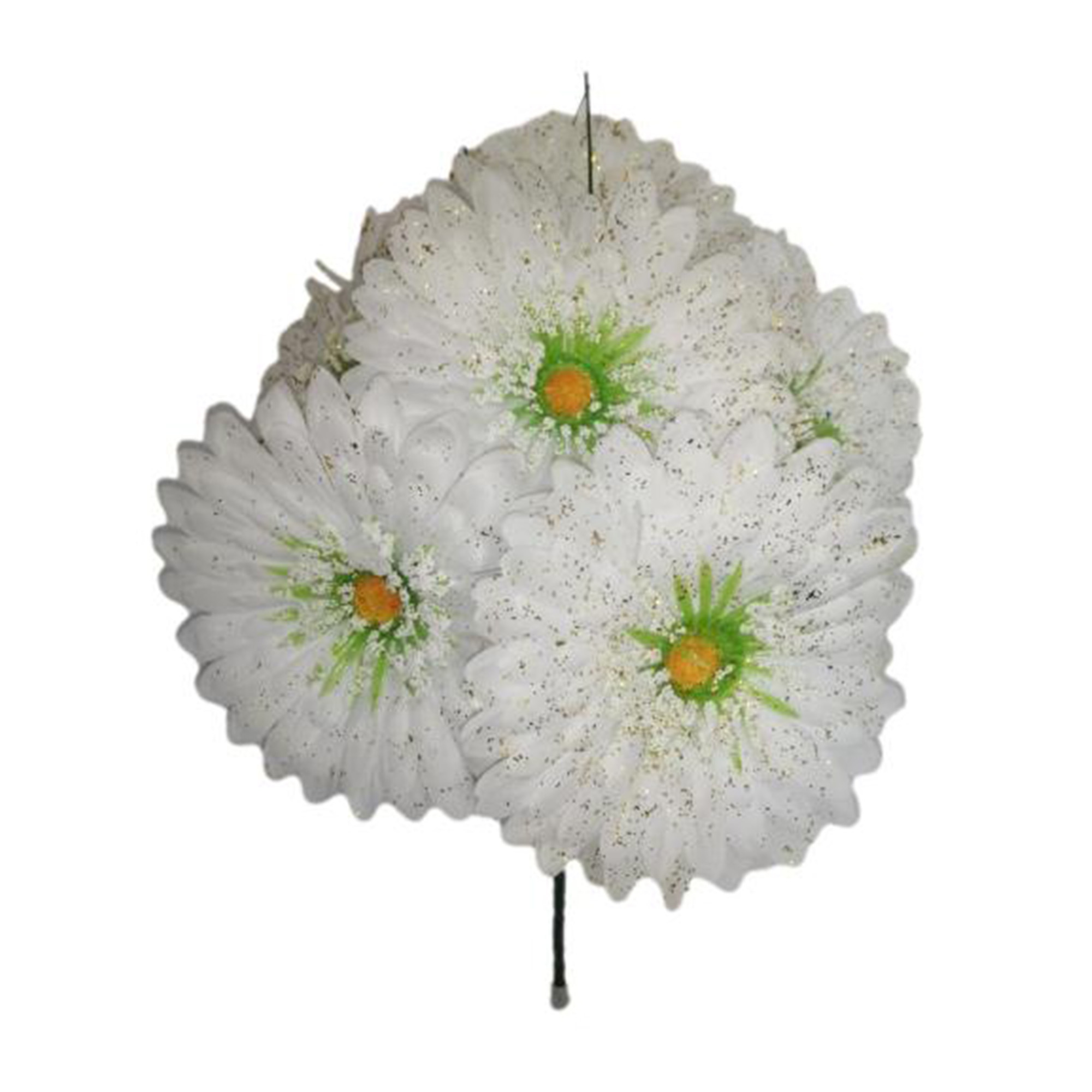 10 Ramos Flor Artificial Gerbera Diamantada 6 Flores Decoración Interior Exterior